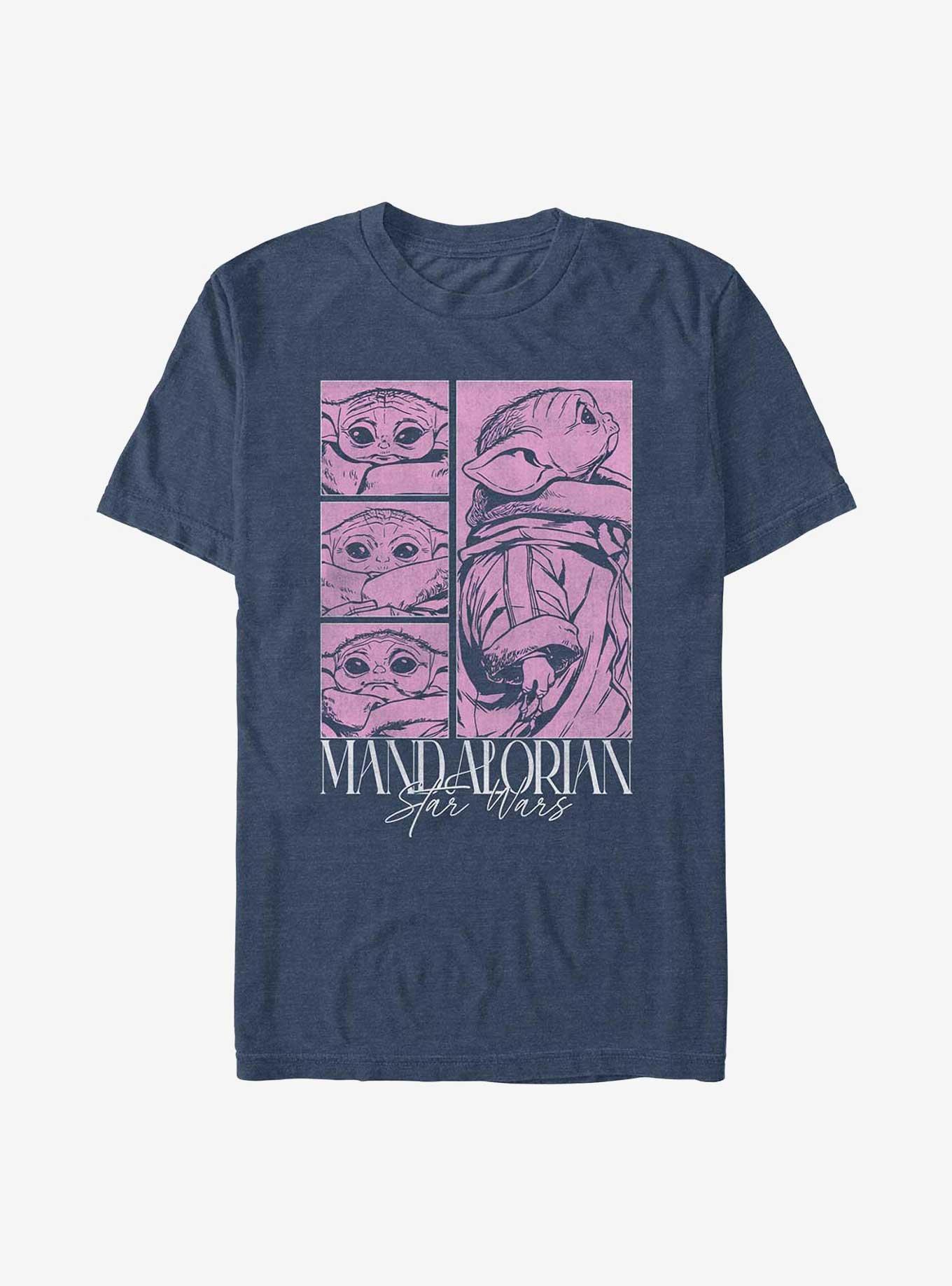 Star Wars The Mandalorian Grogu Poster T-Shirt, NAVY HTR, hi-res