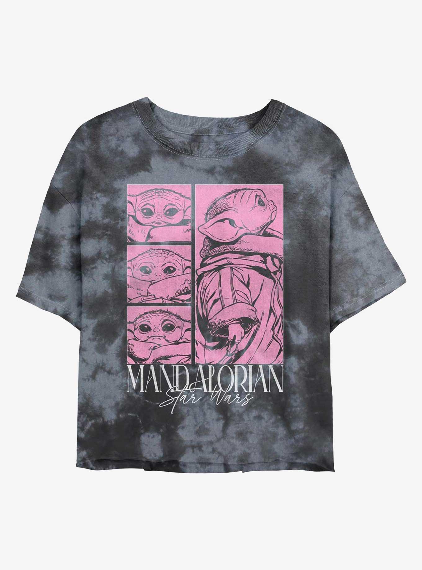 Star Wars The Mandalorian Grogu Poster Tie-Dye Womens Crop T-Shirt, BLKCHAR, hi-res