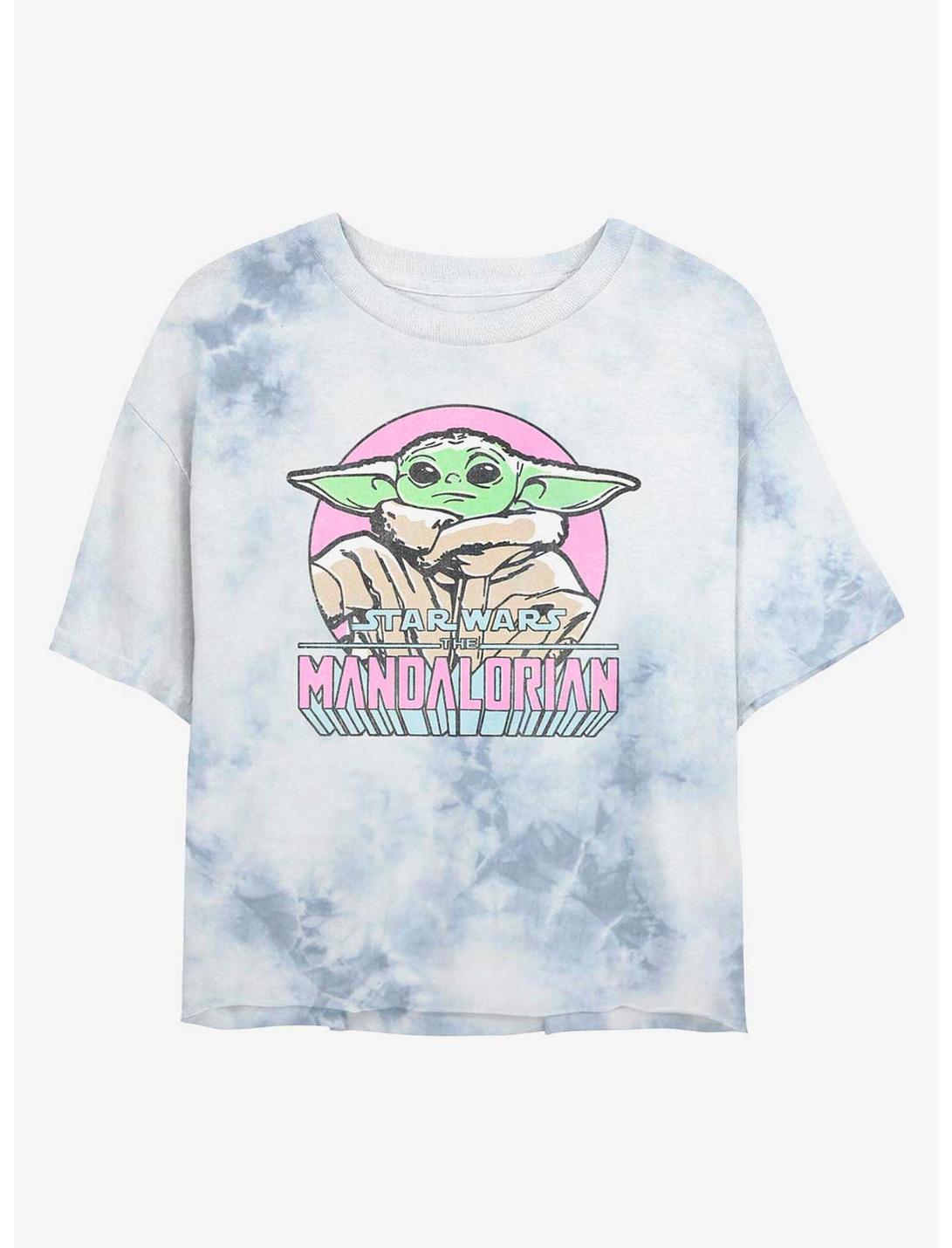 Star Wars The Mandalorian Mandalorian Child Tie-Dye Womens Crop T-Shirt, WHITEBLUE, hi-res
