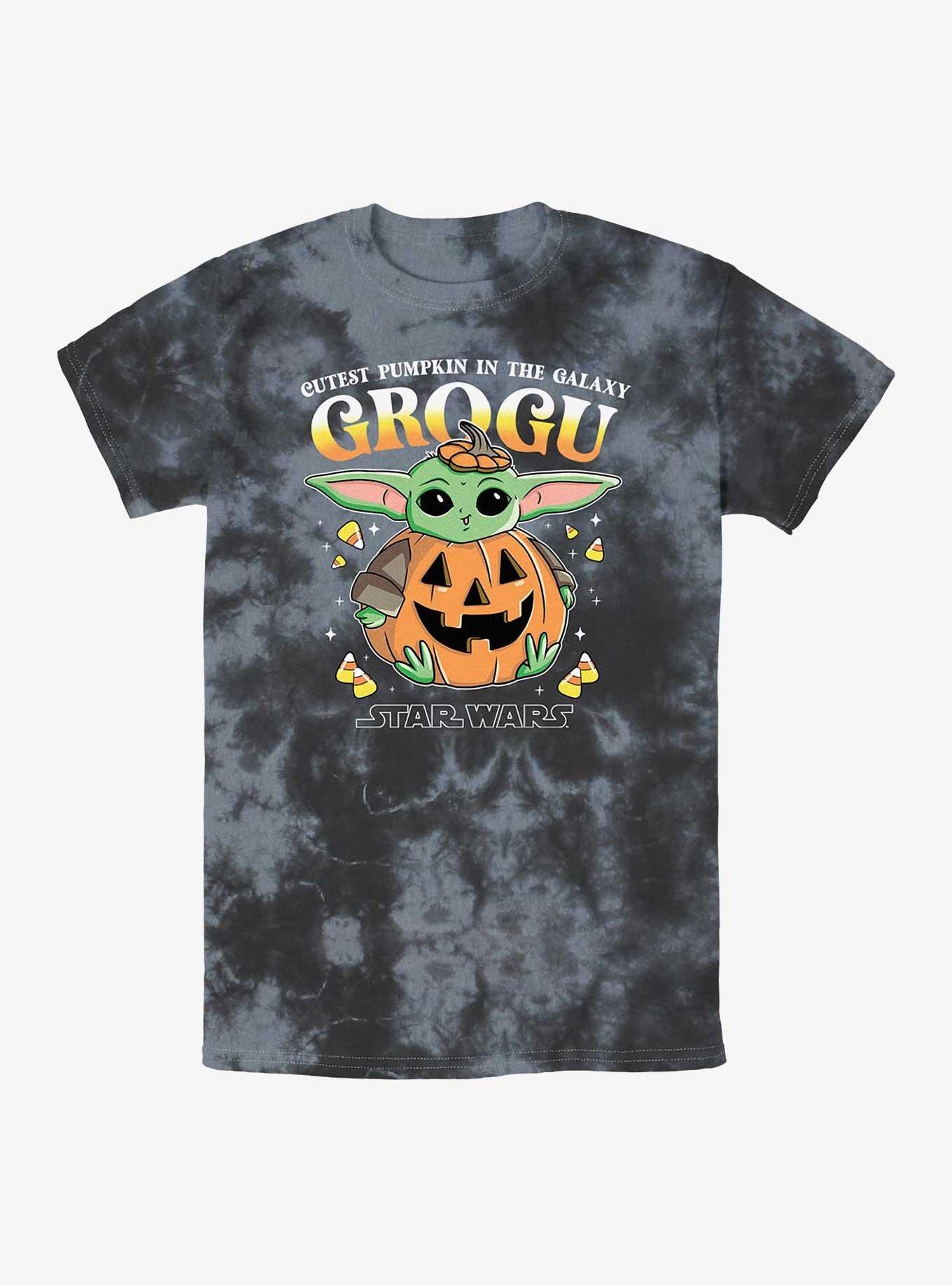 Star Wars The Mandalorian Pumpkin Grogu Tie-Dye T-Shirt, BLKCHAR, hi-res