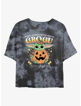 Star Wars The Mandalorian Pumpkin Grogu Tie-Dye Womens Crop T-Shirt, , hi-res