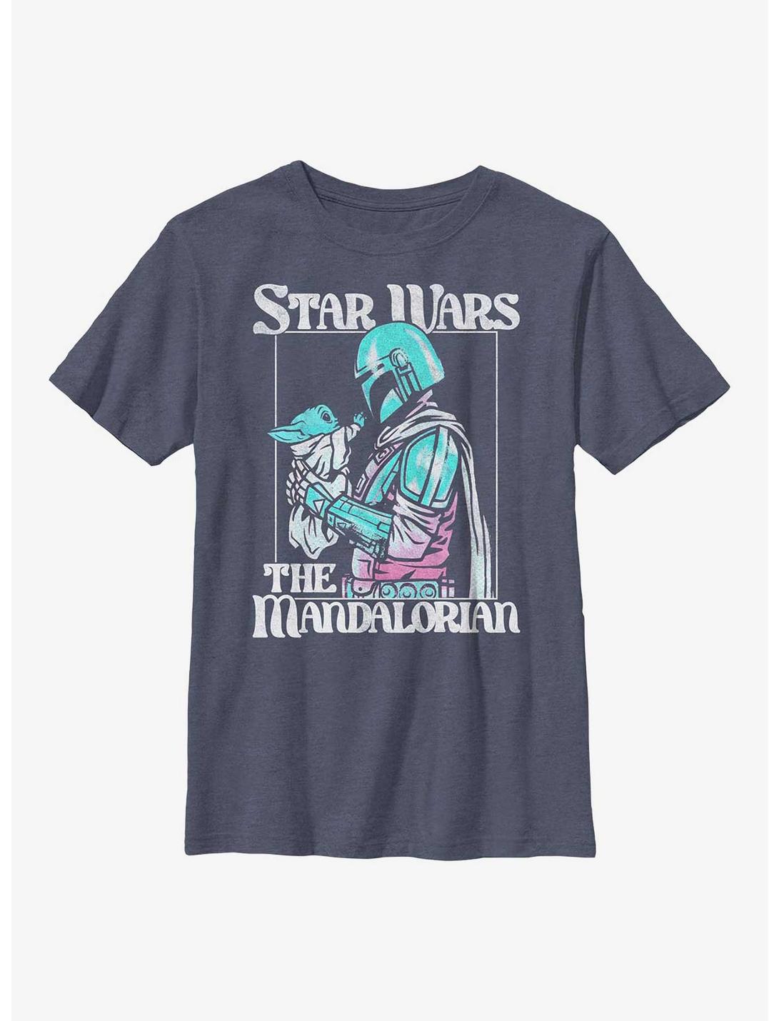 Star Wars The Mandalorian Soft Pop Mando Youth T-Shirt, NAVY HTR, hi-res