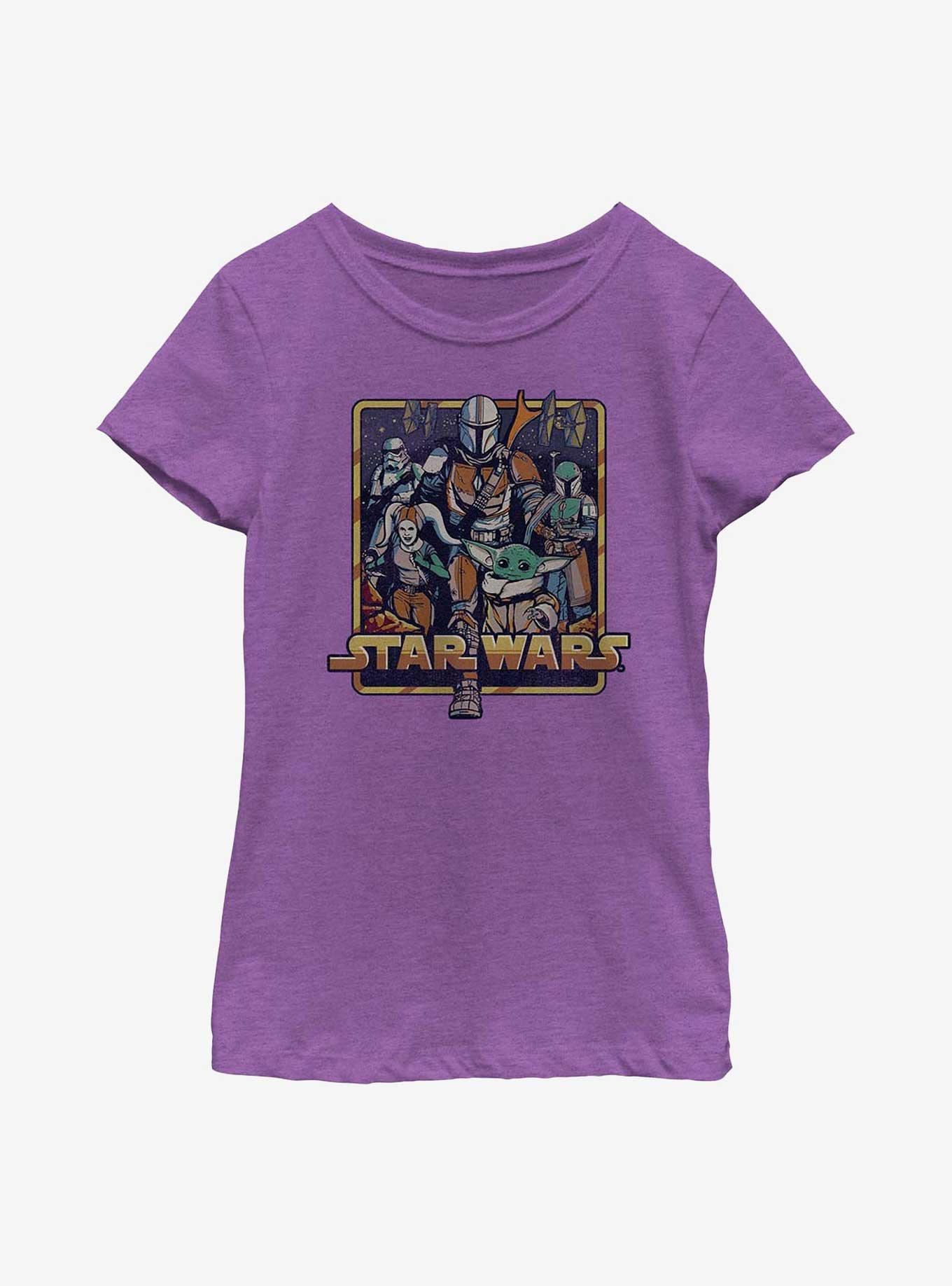 Star Wars The Mandalorian Retro Mandalorian Youth Girls T-Shirt, PURPLE BERRY, hi-res