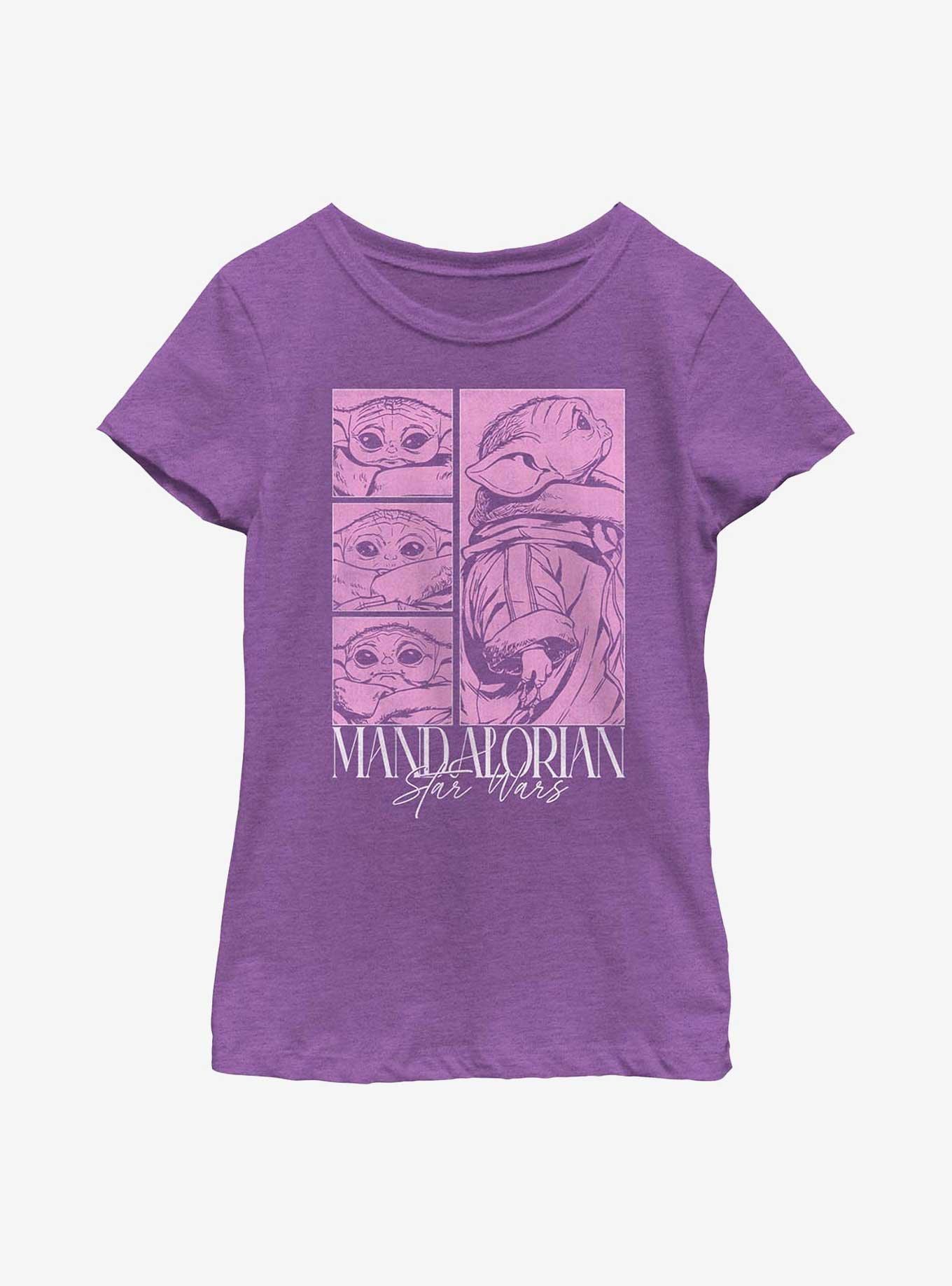 Star Wars The Mandalorian Grogu Poster Youth Girls T-Shirt, PURPLE BERRY, hi-res