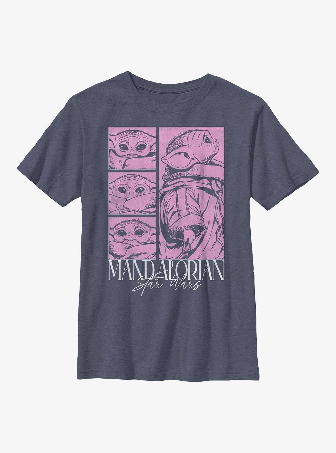 Star Wars The Mandalorian Grogu Poster Youth T-Shirt, NAVY HTR, hi-res