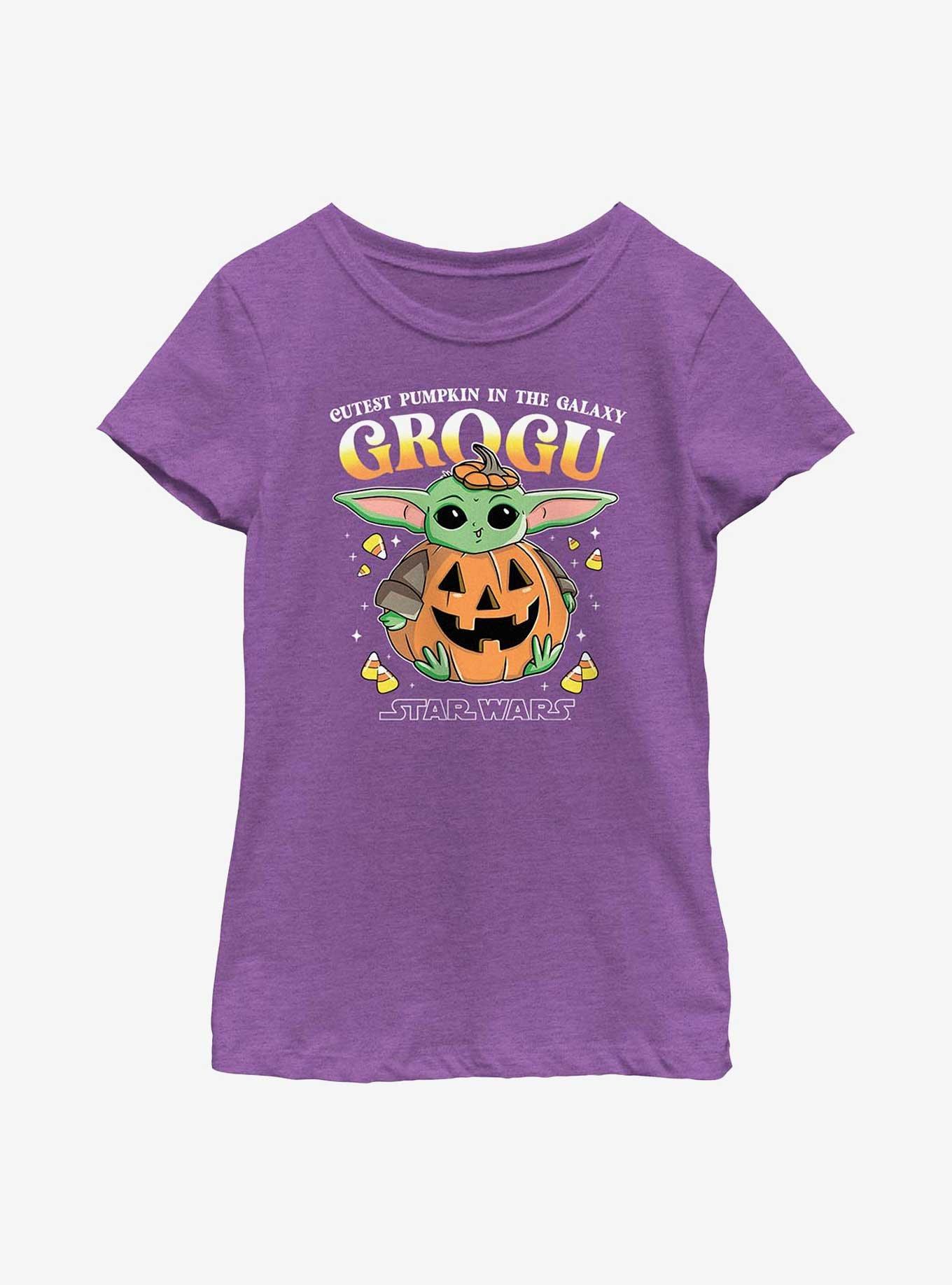 Star Wars The Mandalorian Pumpkin Grogu Youth Girls T-Shirt, PURPLE BERRY, hi-res