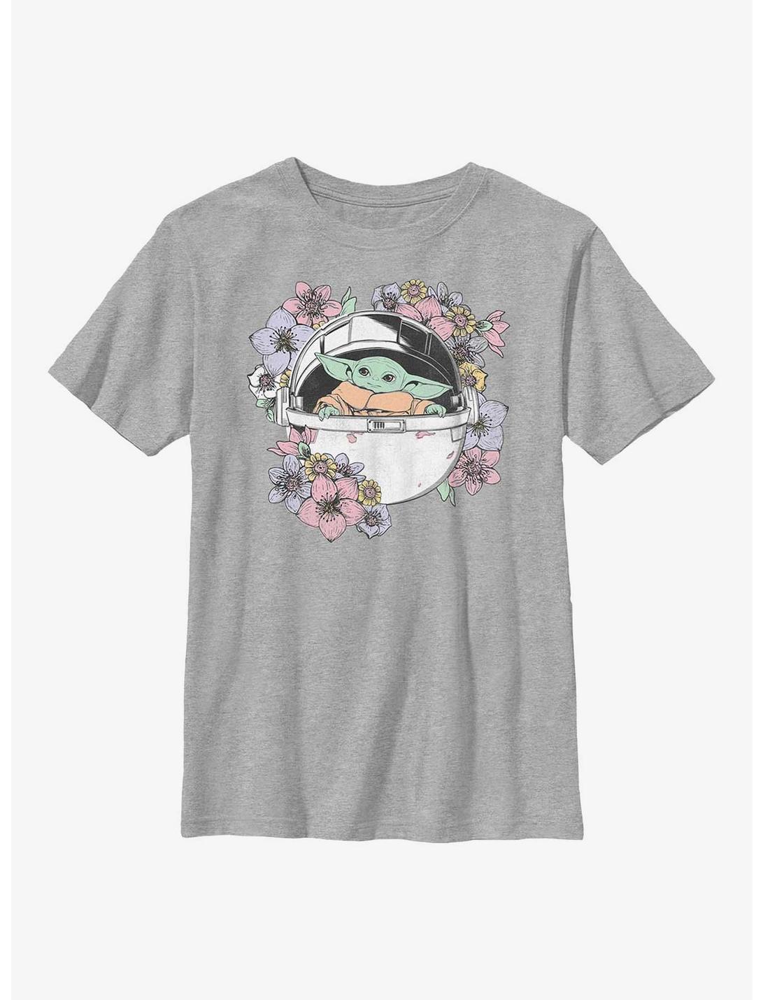 Star Wars The Mandalorian Grogu Floral Bassinet Youth T-Shirt, ATH HTR, hi-res