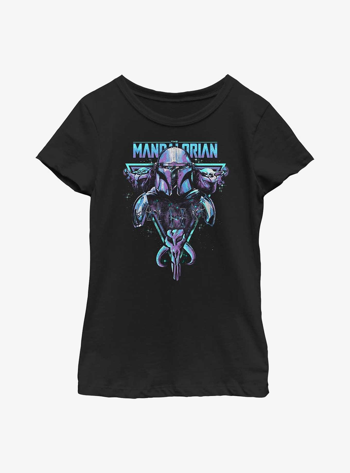 Star Wars The Mandalorian Beskar Triangle Youth Girls T-Shirt, BLACK, hi-res