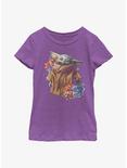 Star Wars The Mandalorian Grogu Flower Baby Youth Girls T-Shirt, PURPLE BERRY, hi-res