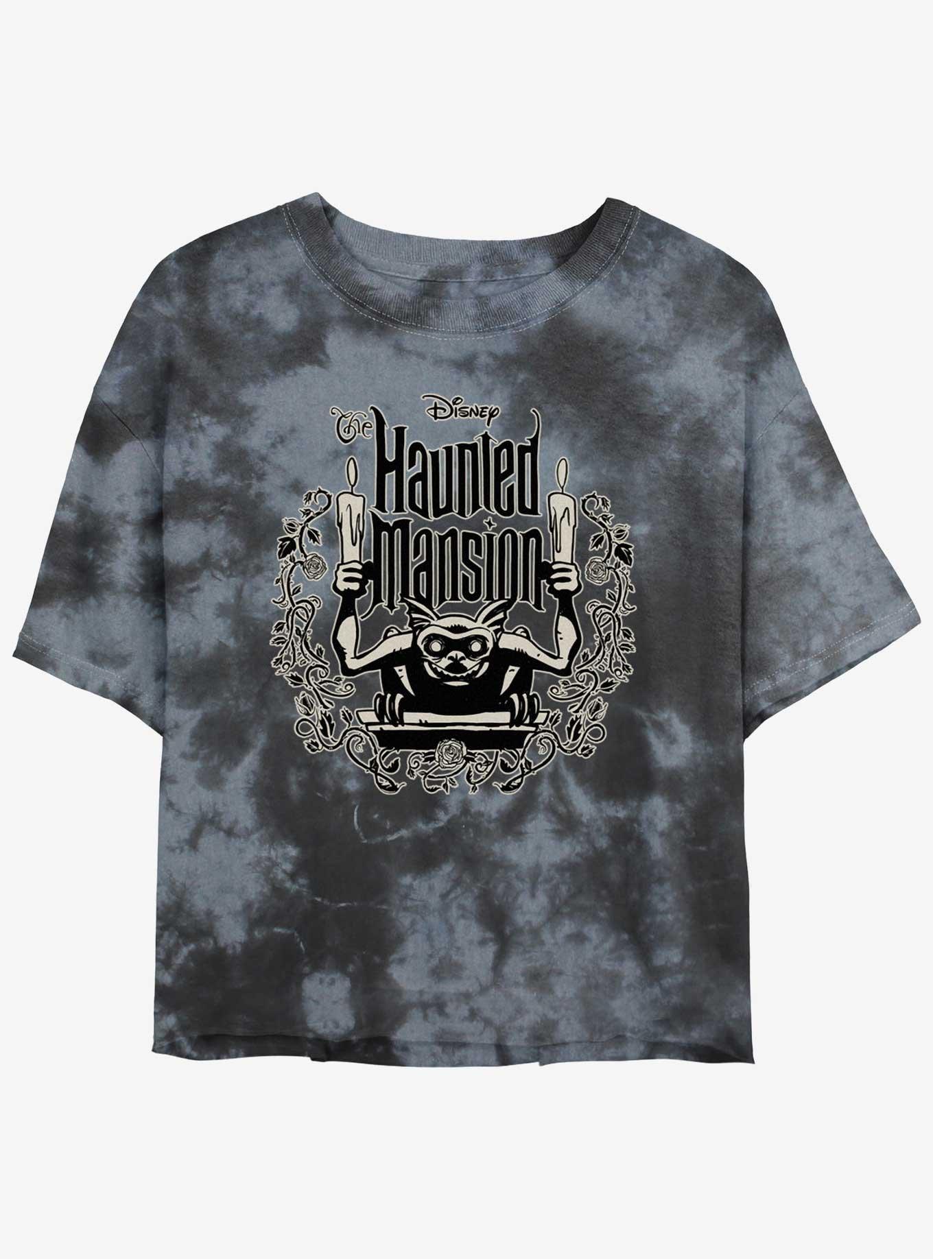 Disney Haunted Mansion Gargoyle Candle Holder Tie-Dye Girls Crop T-Shirt, BLKCHAR, hi-res