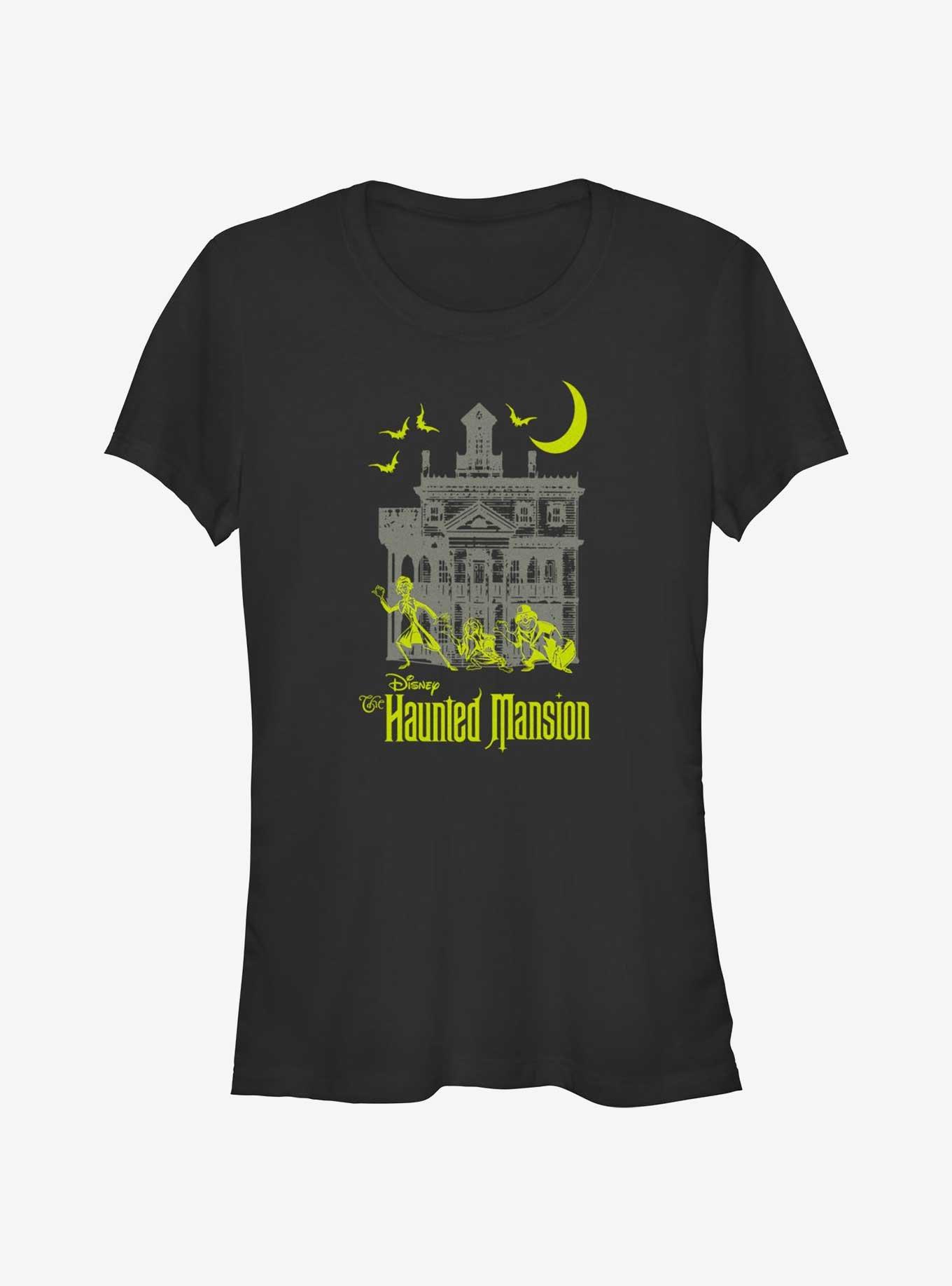 Disney Haunted Mansion Moon Night Hitchhike Girls T-Shirt, BLACK, hi-res