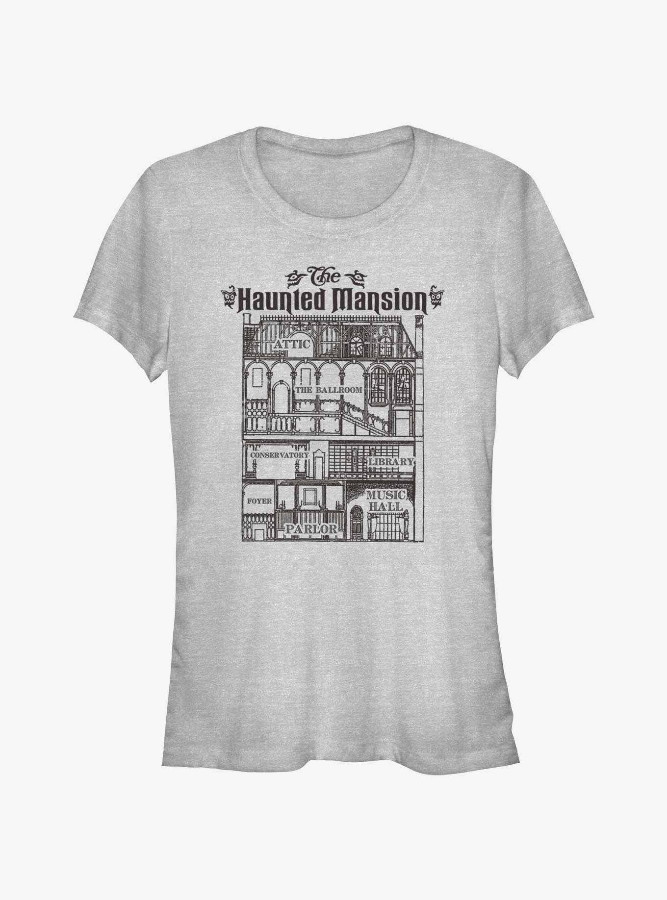 Disney Haunted Mansion Blueprint Girls T-Shirt, ATH HTR, hi-res