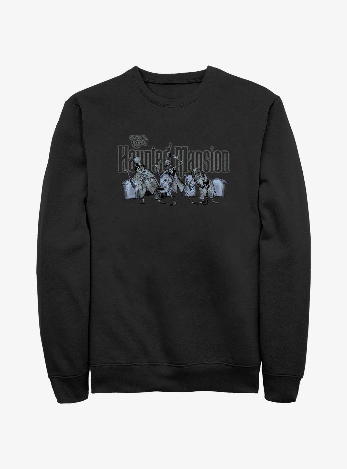 Disney Haunted Mansion Hitchhiking Ghosts Logo Sweatshirt, BLACK, hi-res