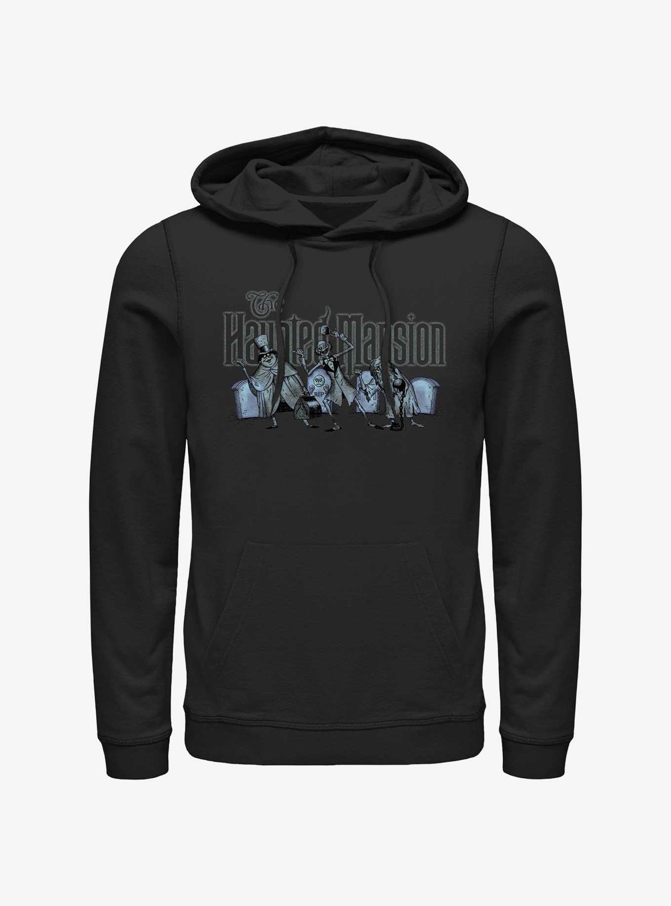 Disney Haunted Mansion Hitchhiking Ghosts Logo Hoodie, BLACK, hi-res