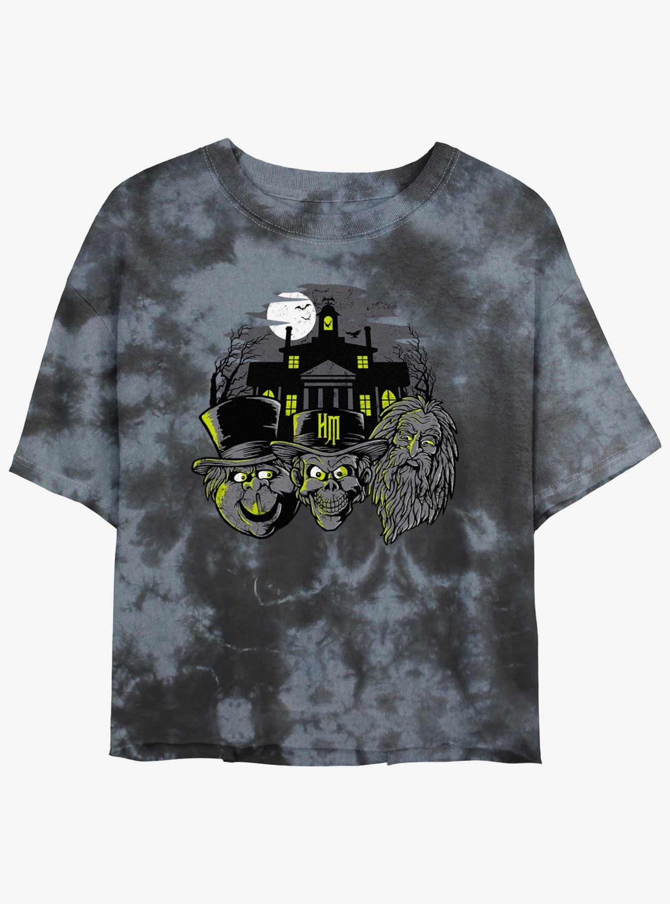 Disney Haunted Mansion Hitchhiking Ghosts Heads Tie-Dye Girls Crop T-Shirt, , hi-res