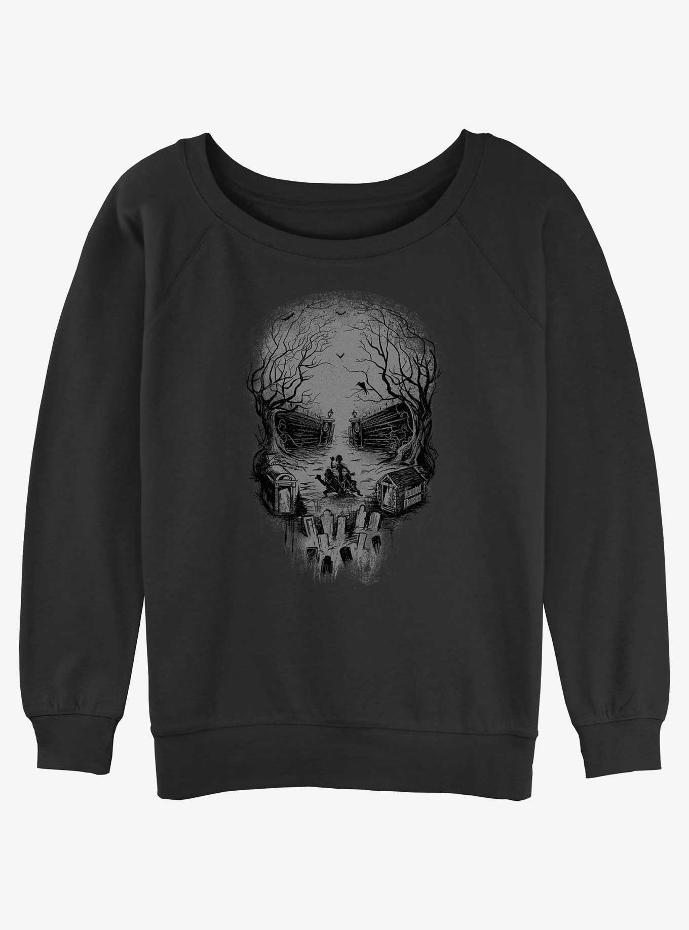 Disney Haunted Mansion Skull Graveyard Ghosts Girls Slouchy Sweatshirt