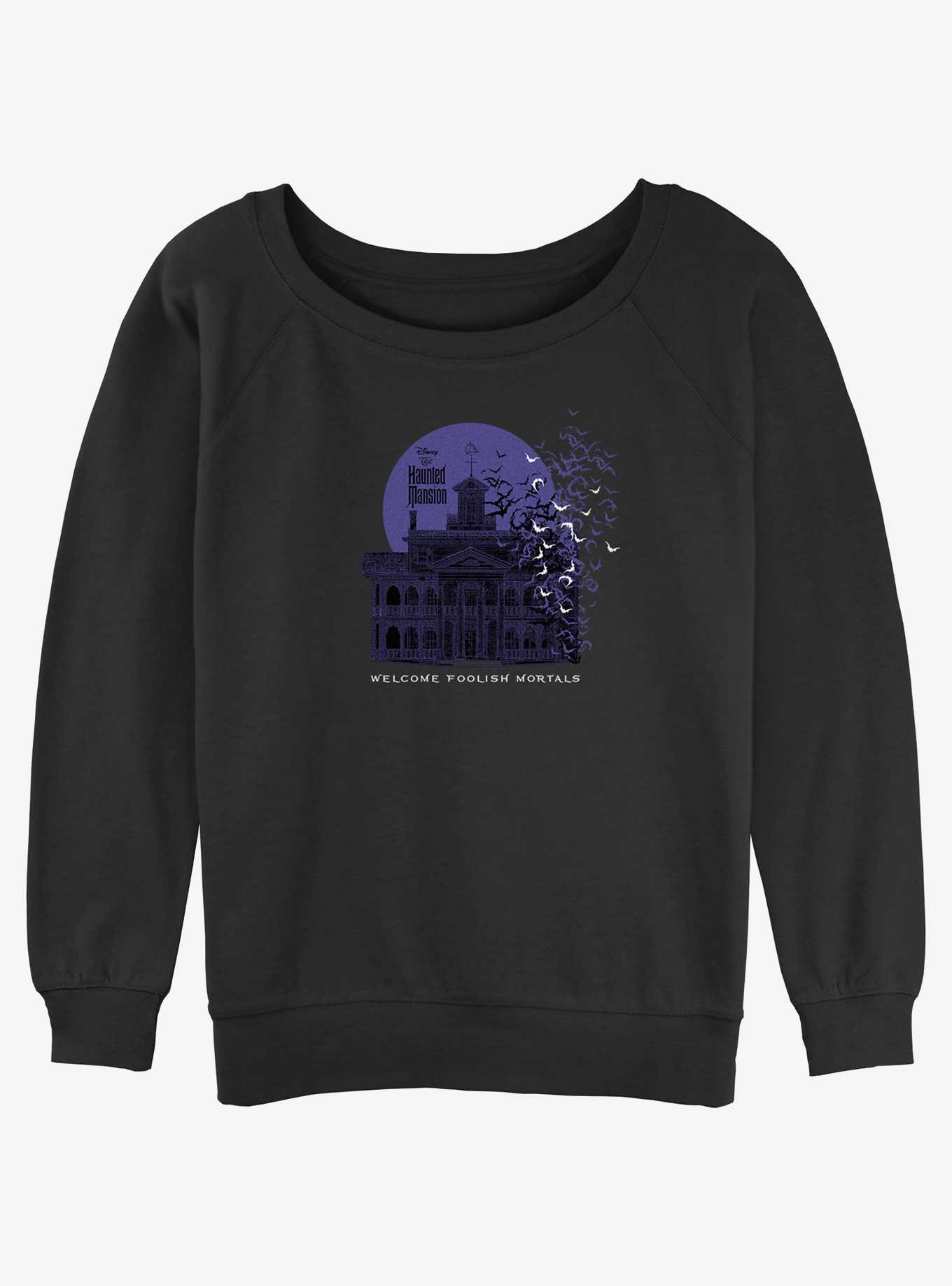 Disney Haunted Mansion Welcome Foolish Mortals Girls Slouchy Sweatshirt, BLACK, hi-res