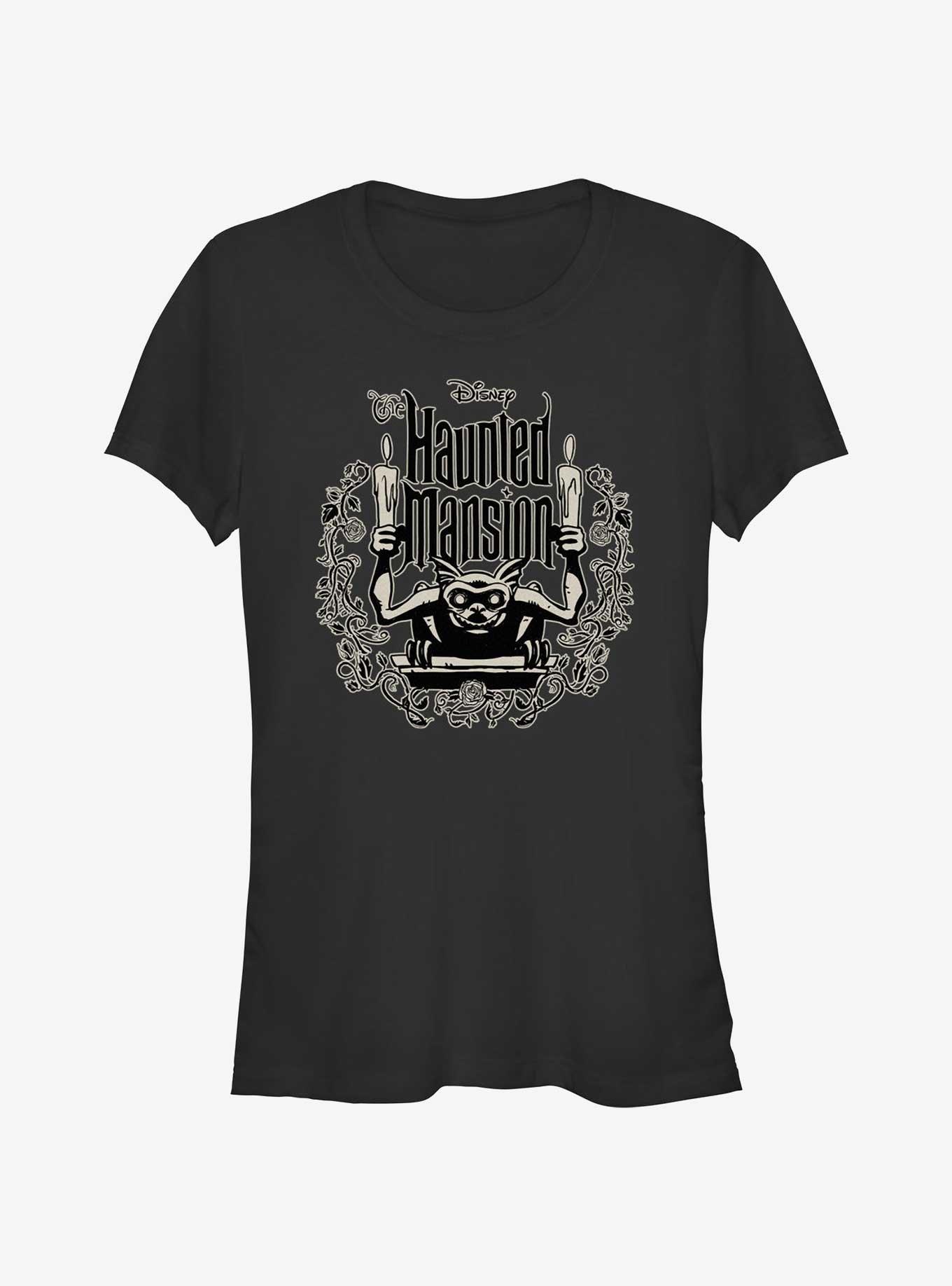 Disney Haunted Mansion Gargoyle Candle Holder Girls T-Shirt, BLACK, hi-res