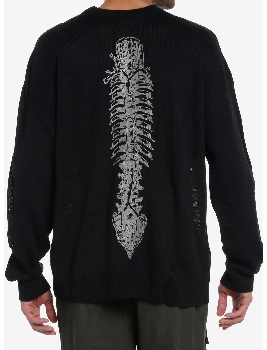 Black Spine Destructed Sweater, OLIVE, hi-res
