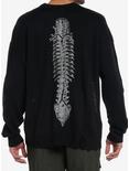 Black Spine Destructed Sweater, OLIVE, hi-res