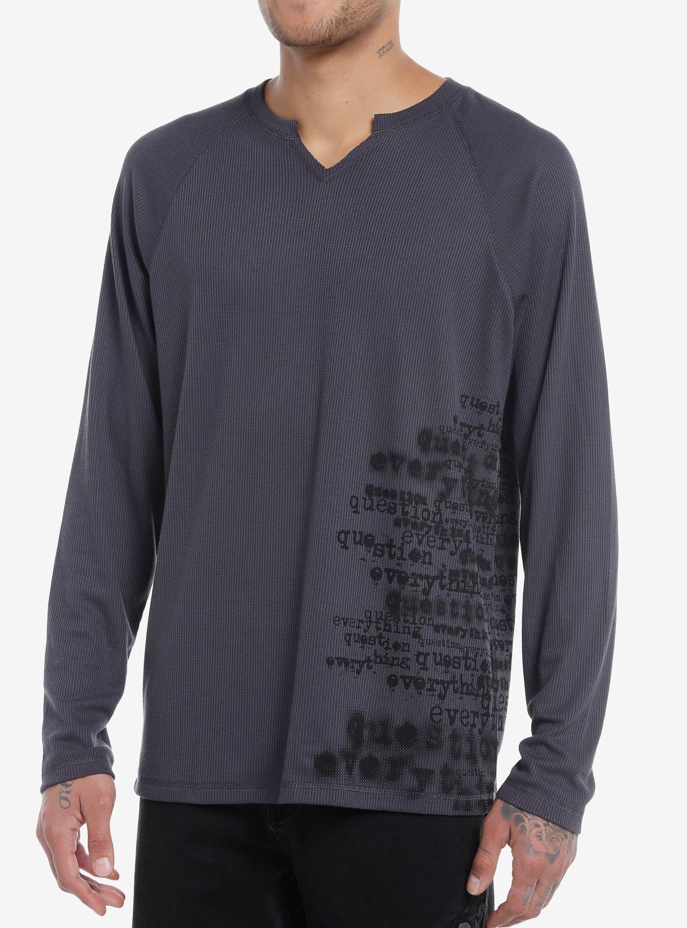 Social Collision&reg; Question Everything Henley Long-Sleeve Top, GREY, hi-res
