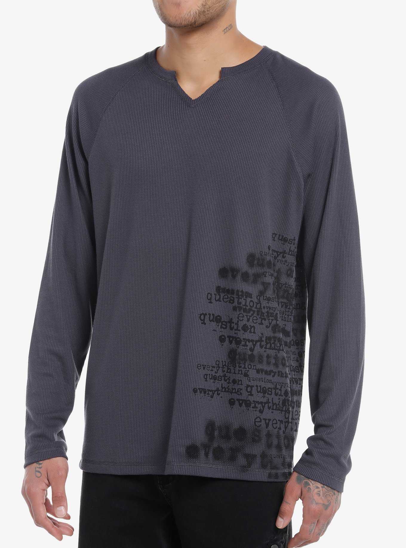 Social Collision® Question Everything Henley Long-Sleeve Top, , hi-res