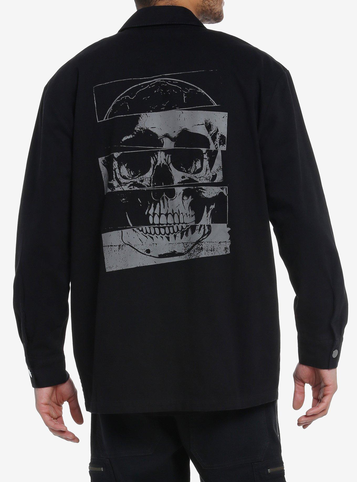 Social Collision Skull Panels Oversized Shacket, , hi-res