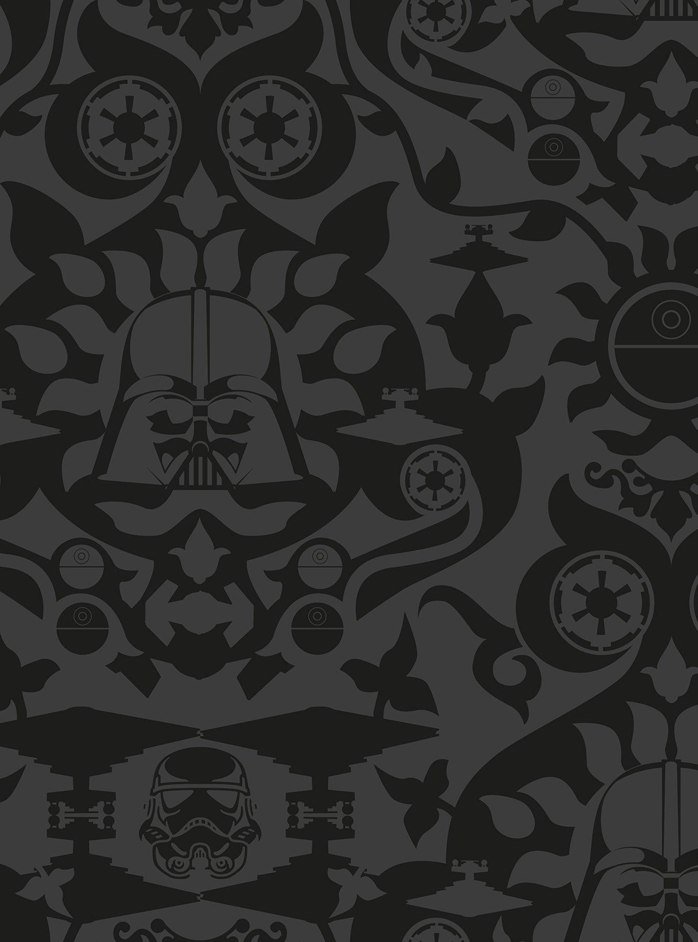 Star Wars The Dark Side Damask Charcoal Peel & Stick Wallpaper, , hi-res