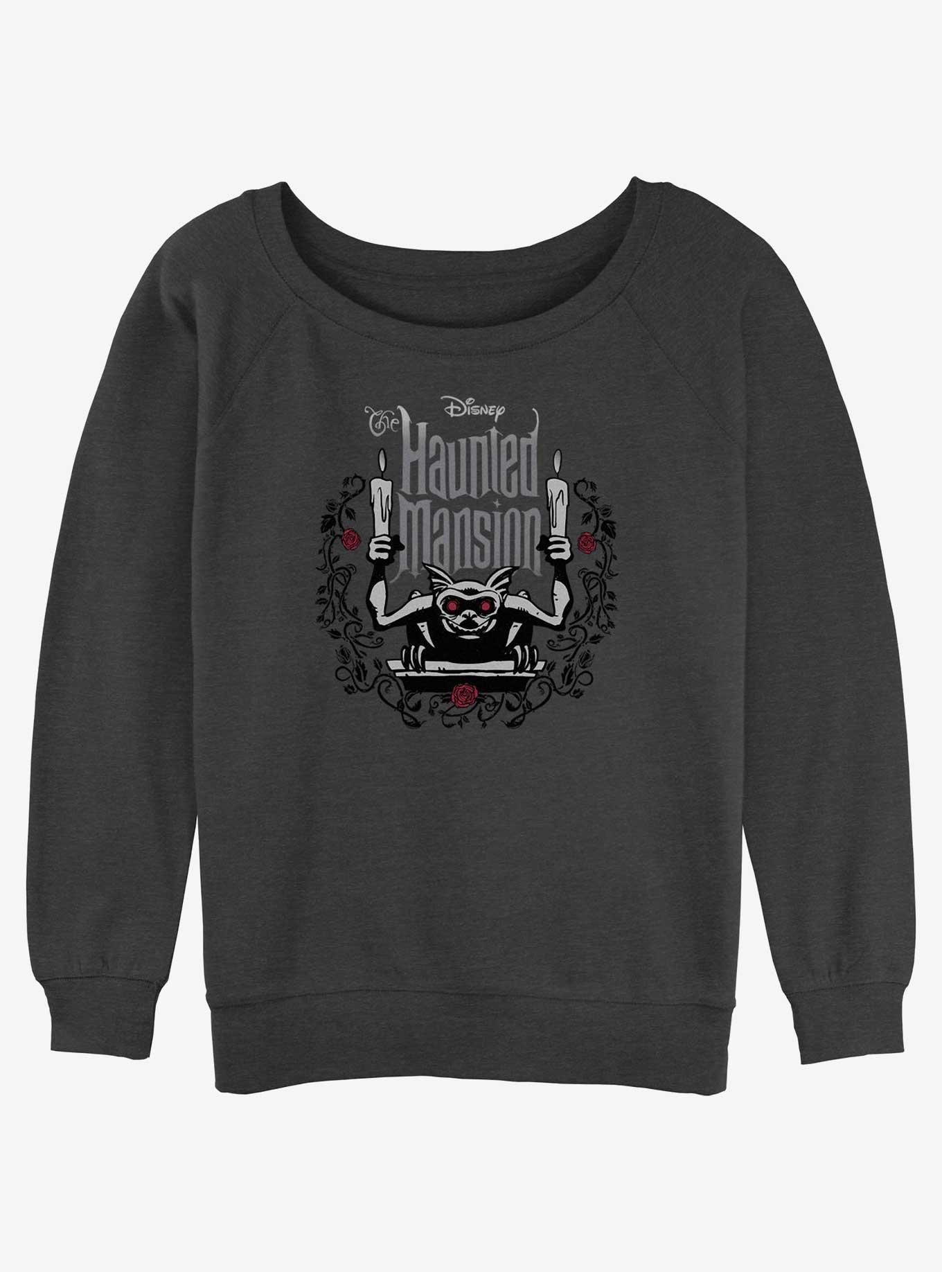 Disney Haunted Mansion Gargoyle With Candles Girls Slouchy Sweatshirt, CHAR HTR, hi-res