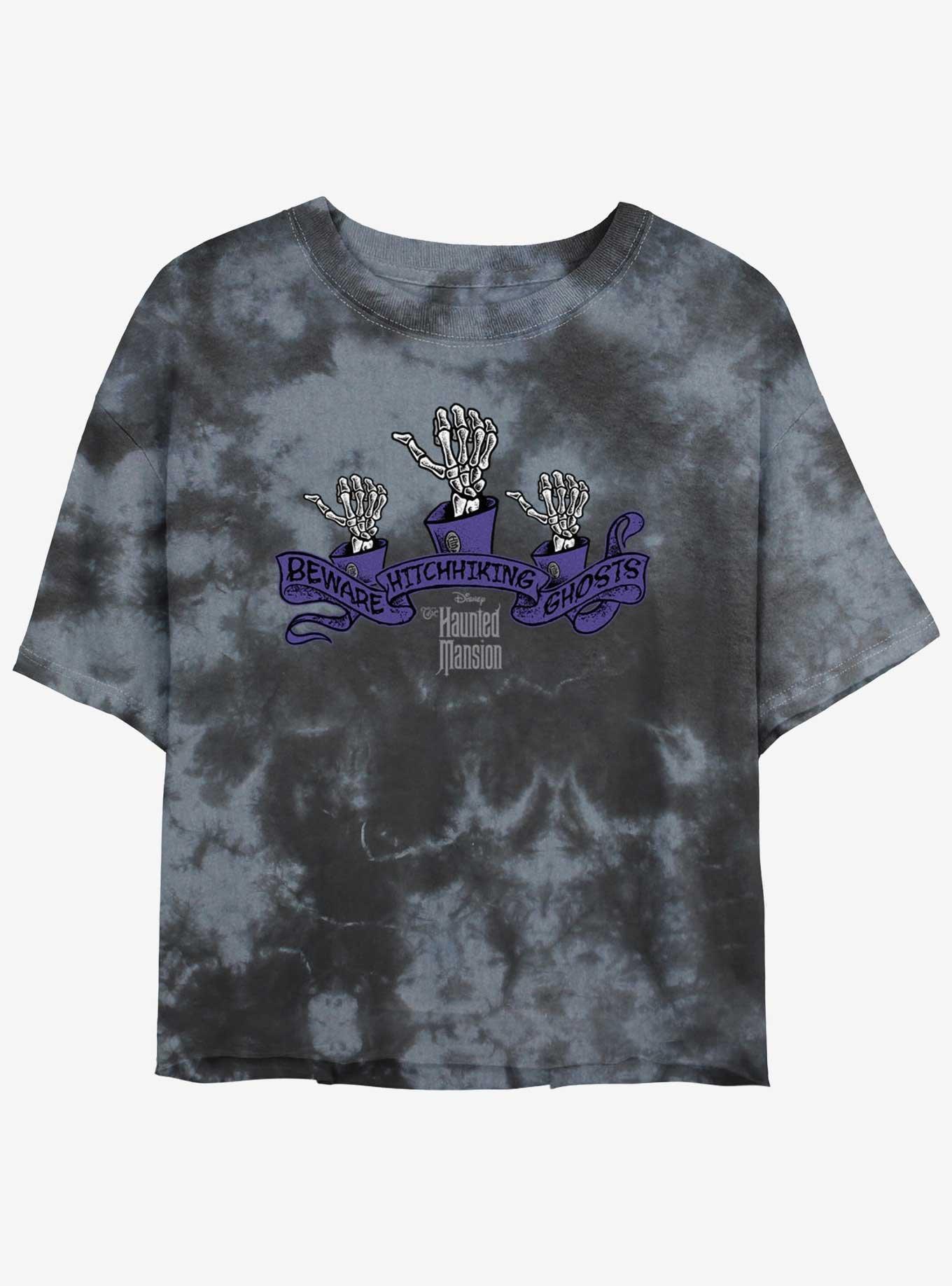 Disney Haunted Mansion Beware Hitchhiking Ghosts Tie-Dye Girls Crop T-Shirt, , hi-res