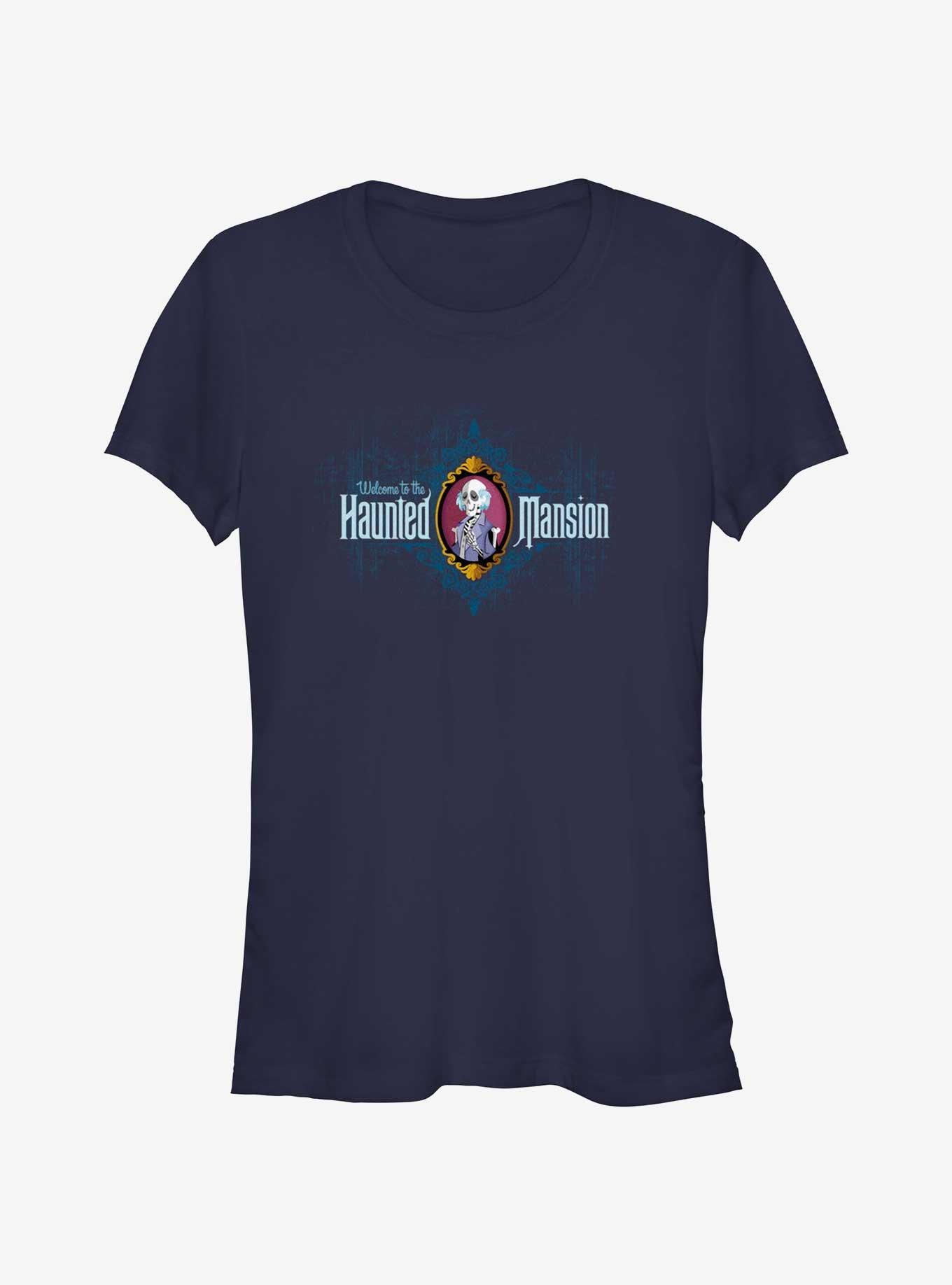 Disney Haunted Mansion Master Gracey Skeleton Portrait Girls T-Shirt, NAVY, hi-res