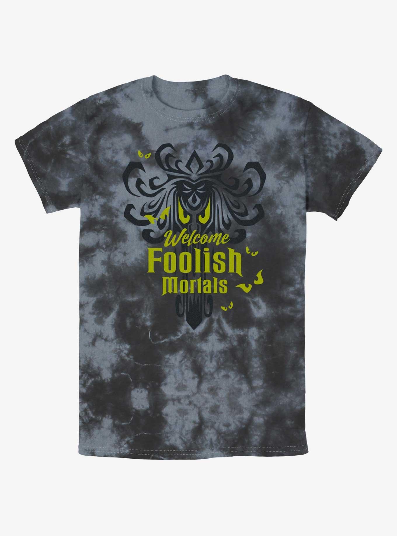 Disney Haunted Mansion Spooky Eyes Welcome Foolish Mortals Tie-Dye T-Shirt, BLKCHAR, hi-res