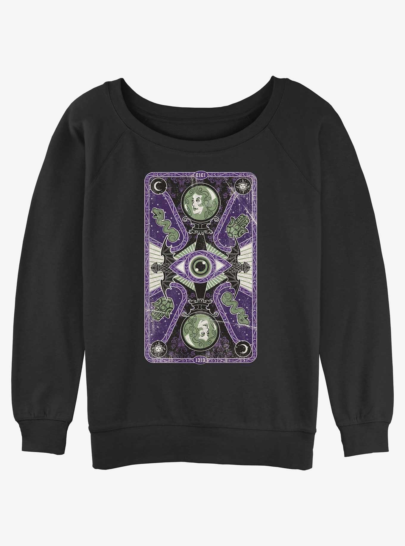 Disney Haunted Mansion Madam Leota Tarot Card Girls Slouchy Sweatshirt, BLACK, hi-res