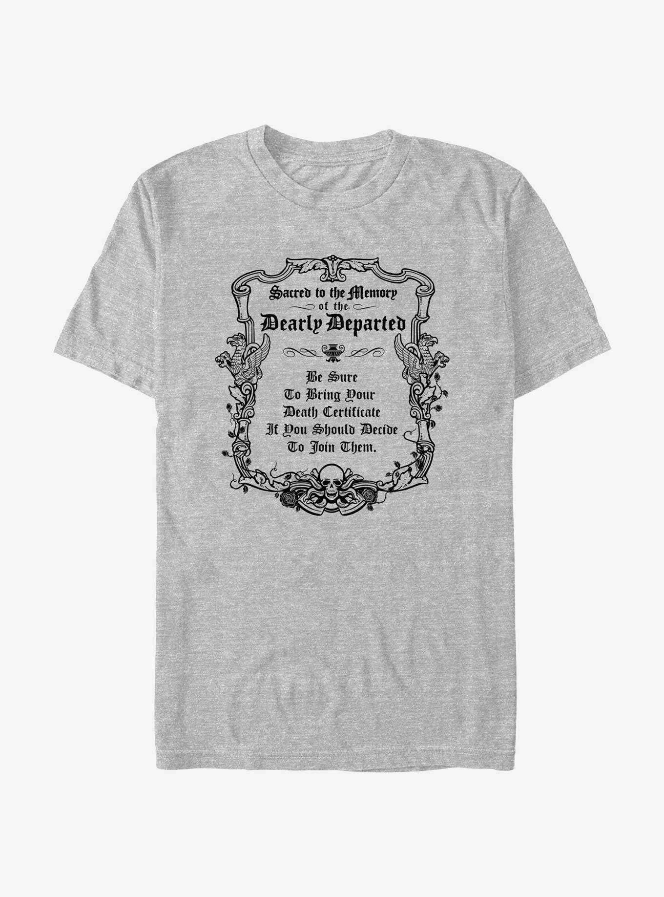 Disney Haunted Mansion Message To The Dearly Departed T-Shirt, ATH HTR, hi-res