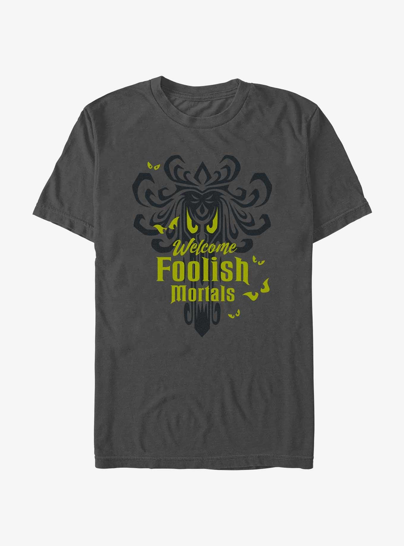 Disney Haunted Mansion Spooky Eyes Welcome Foolish Mortals T-Shirt, CHARCOAL, hi-res