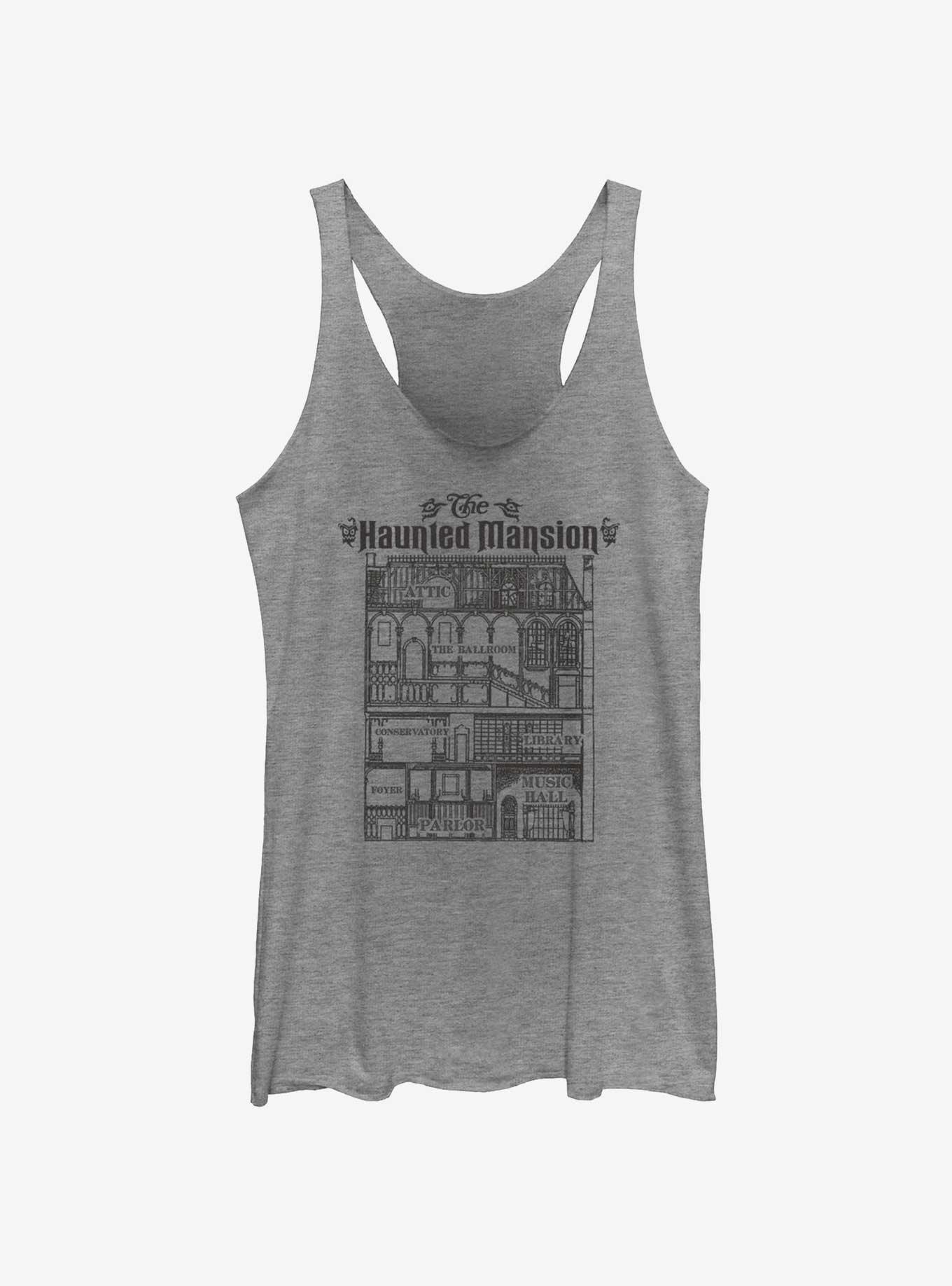 Disney Haunted Mansion Blueprint Girls Tank, GRAY HTR, hi-res