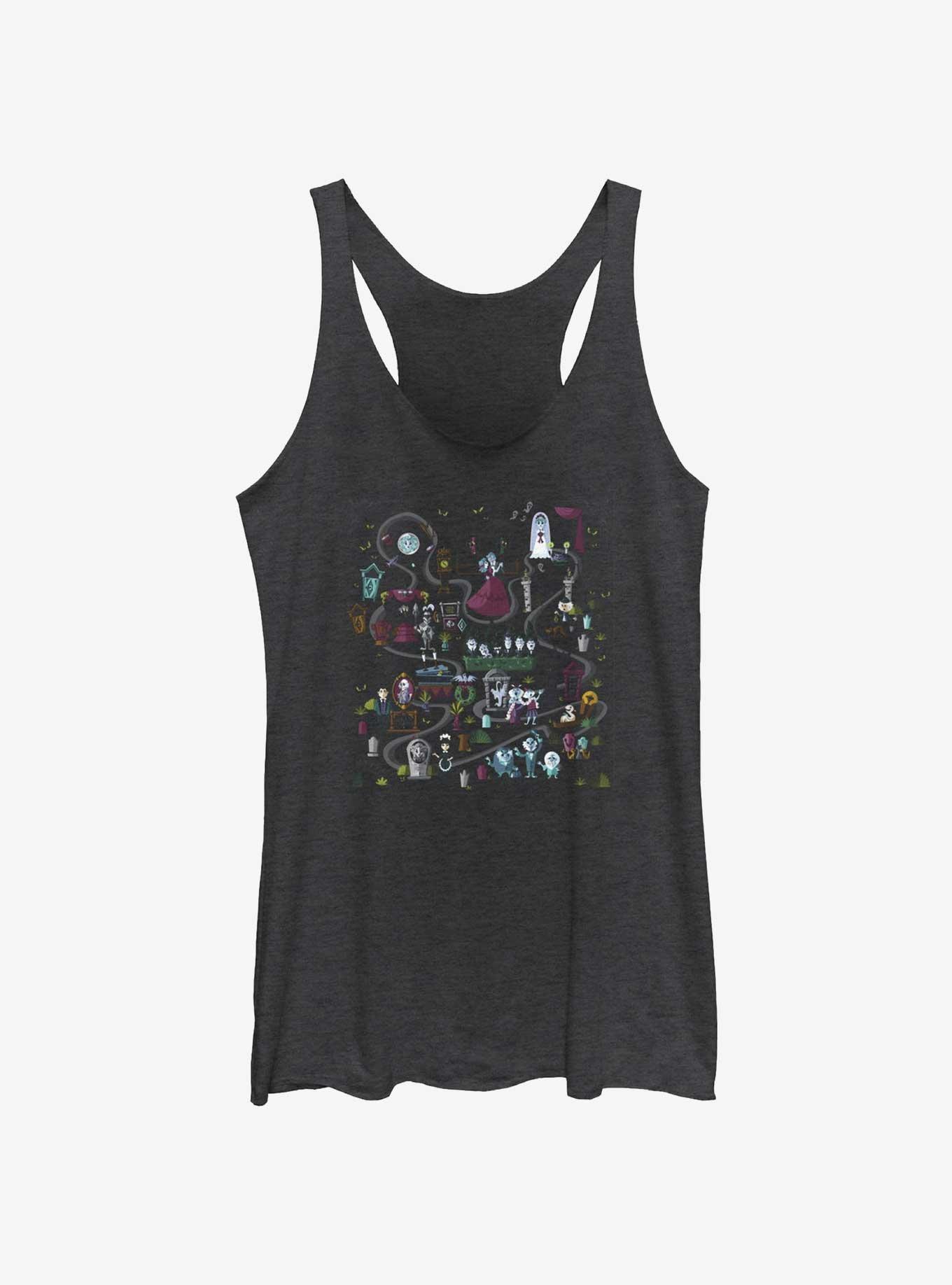 Disney Haunted Mansion Mansion Map Girls Tank, BLK HTR, hi-res