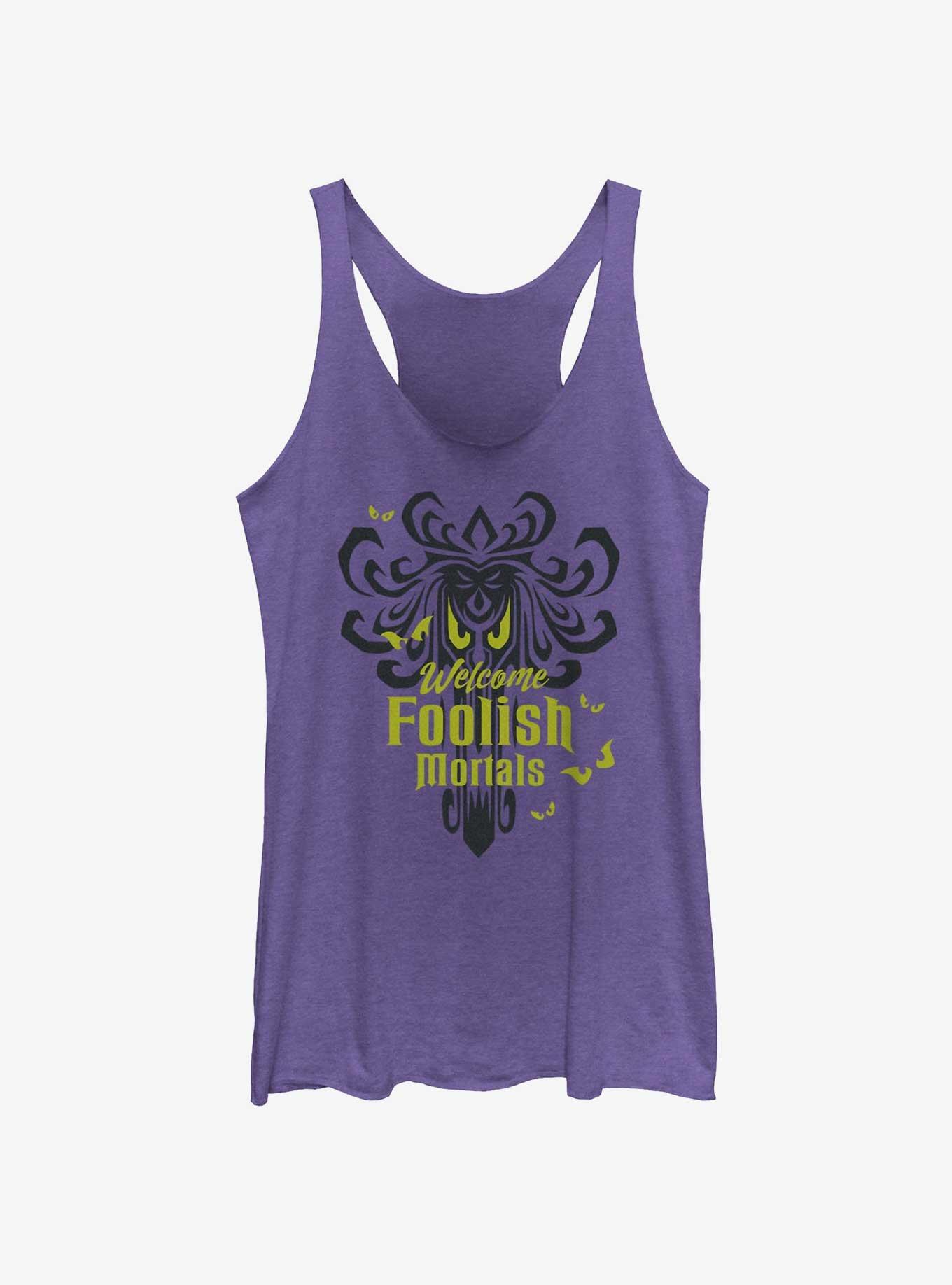 Disney Haunted Mansion Spooky Eyes Welcome Foolish Mortals Girls Tank, PUR HTR, hi-res