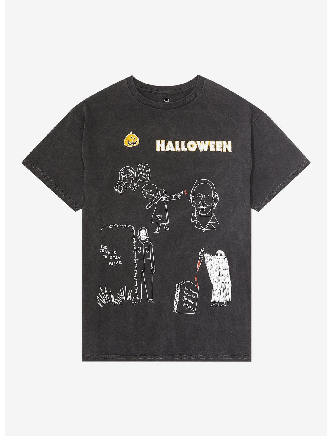 Halloween Sketch Collage T-Shirt, GREY, hi-res