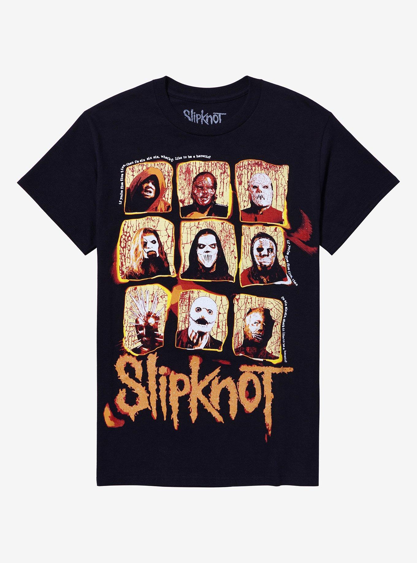 Slipknot Member Grid Glitter Boyfriend Fit Girls T-Shirt, BLACK, hi-res