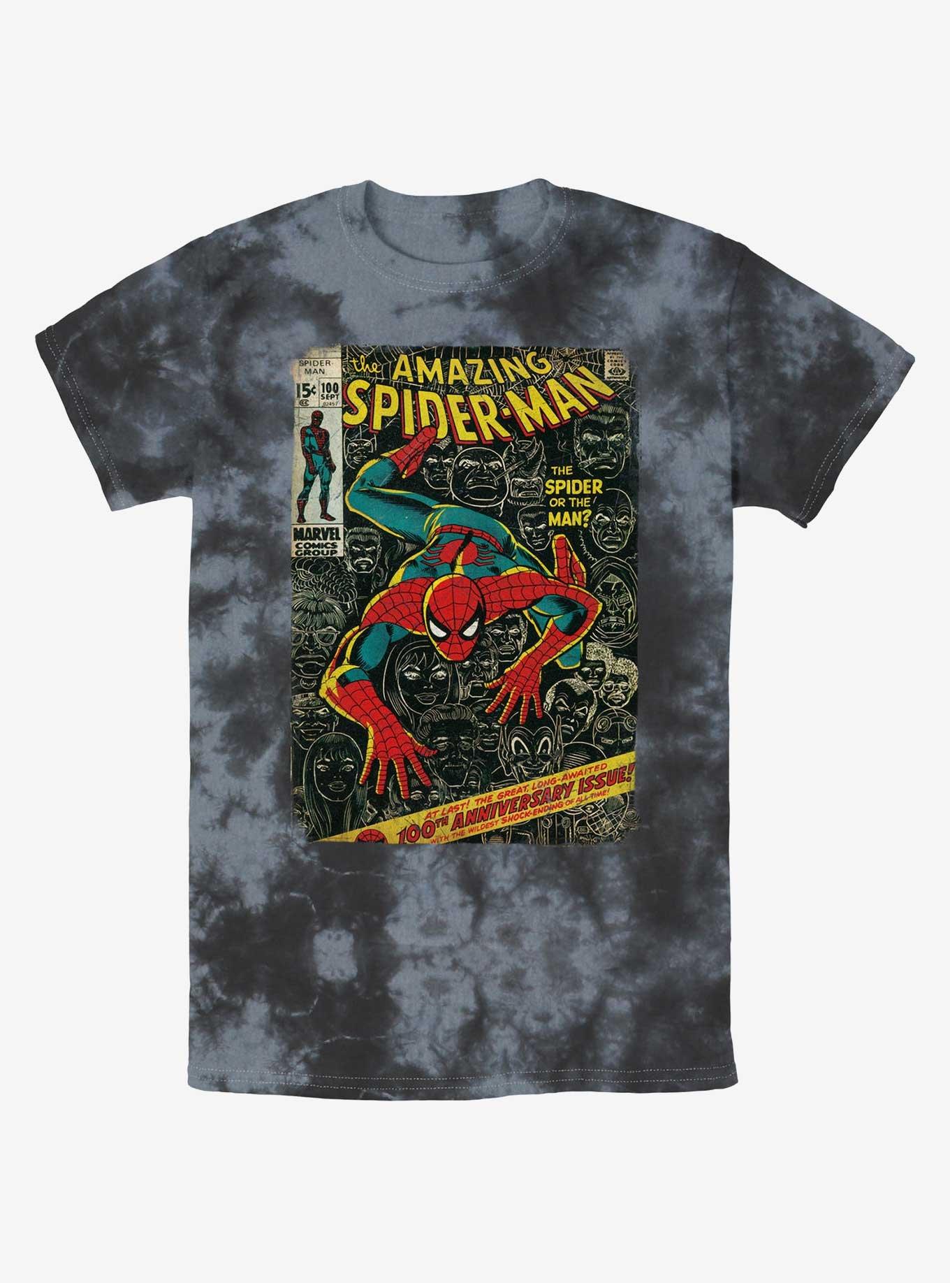 Marvel Spider-Man Comic 100th Anniversary Cover Tie-Dye T-Shirt, BLKCHAR, hi-res