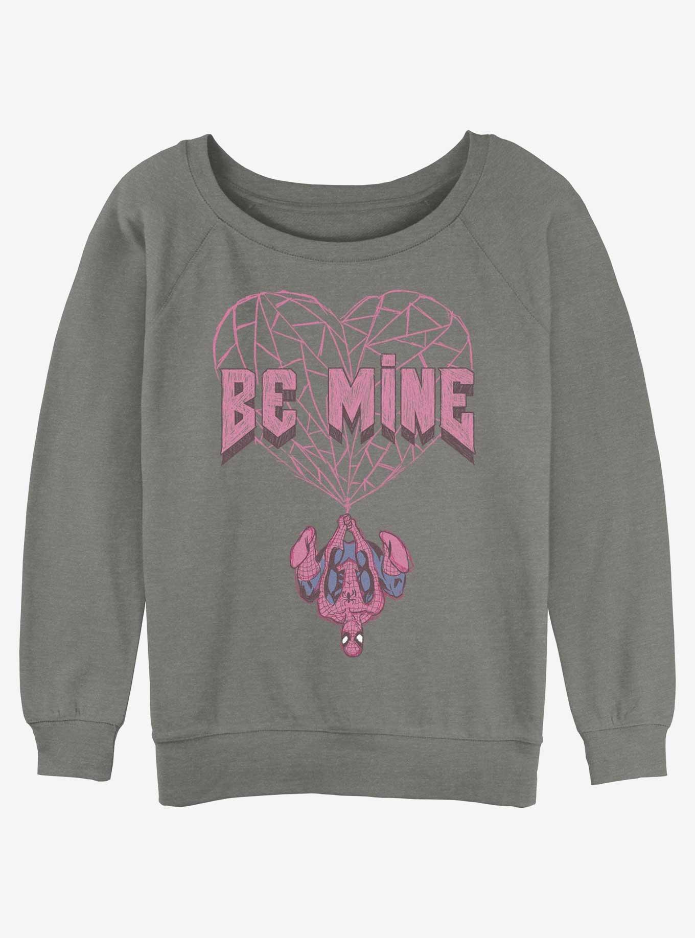 Marvel Spider-Man Be Mine Girls Slouchy Sweatshirt, GRAY HTR, hi-res