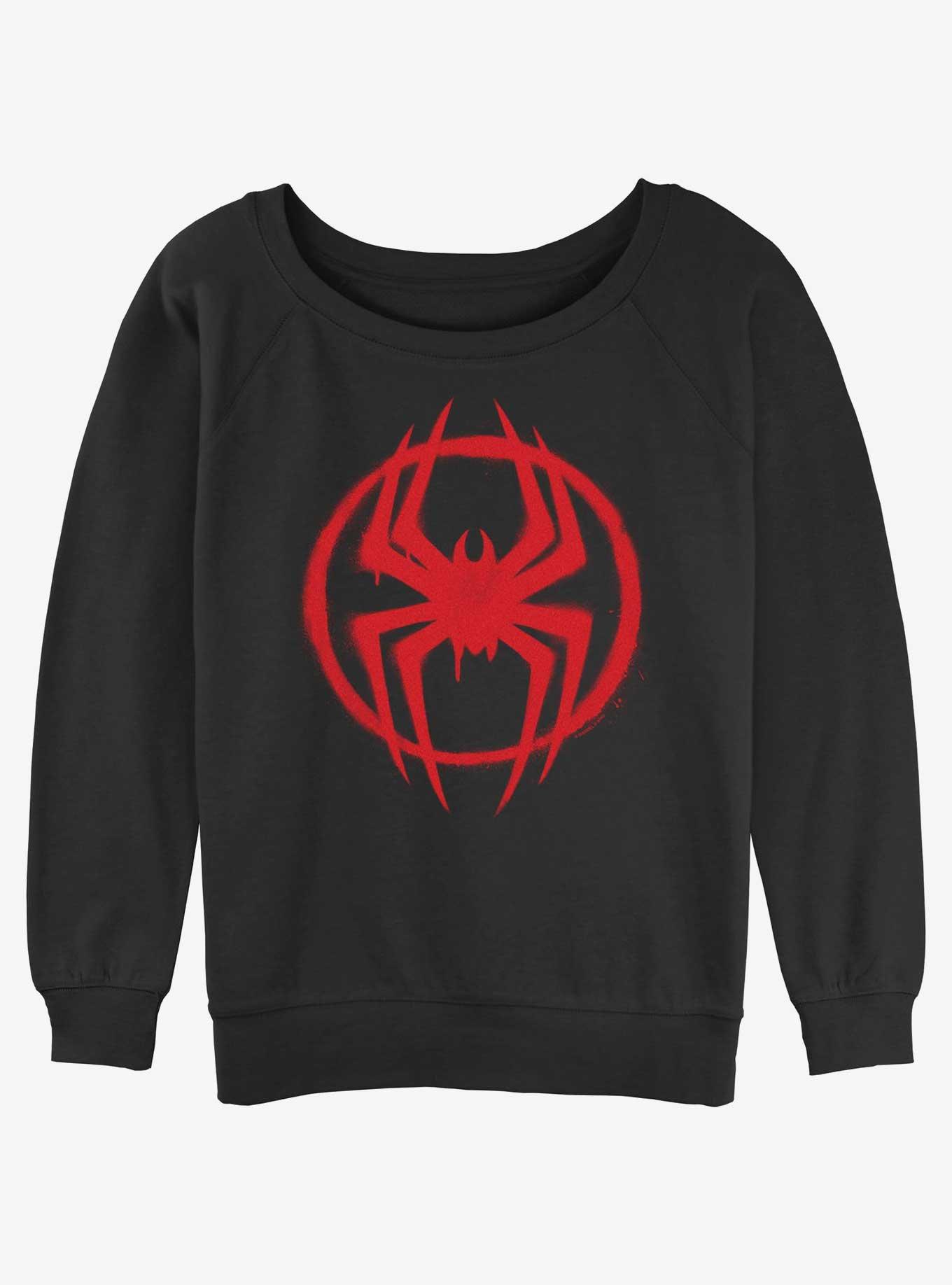 Marvel Spider-Man Spray Circle Symbol Girls Slochy Sweatshirt, BLACK, hi-res