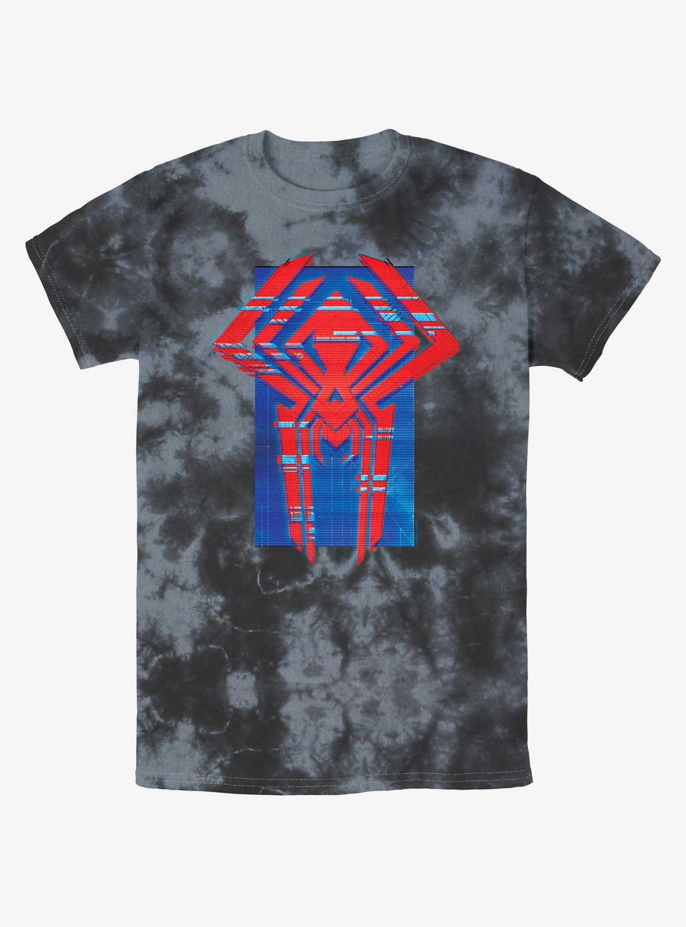 Marvel Spider-Man Spider Symbol Glitch Lines Tie-Dye T-Shirt, BLKCHAR, hi-res