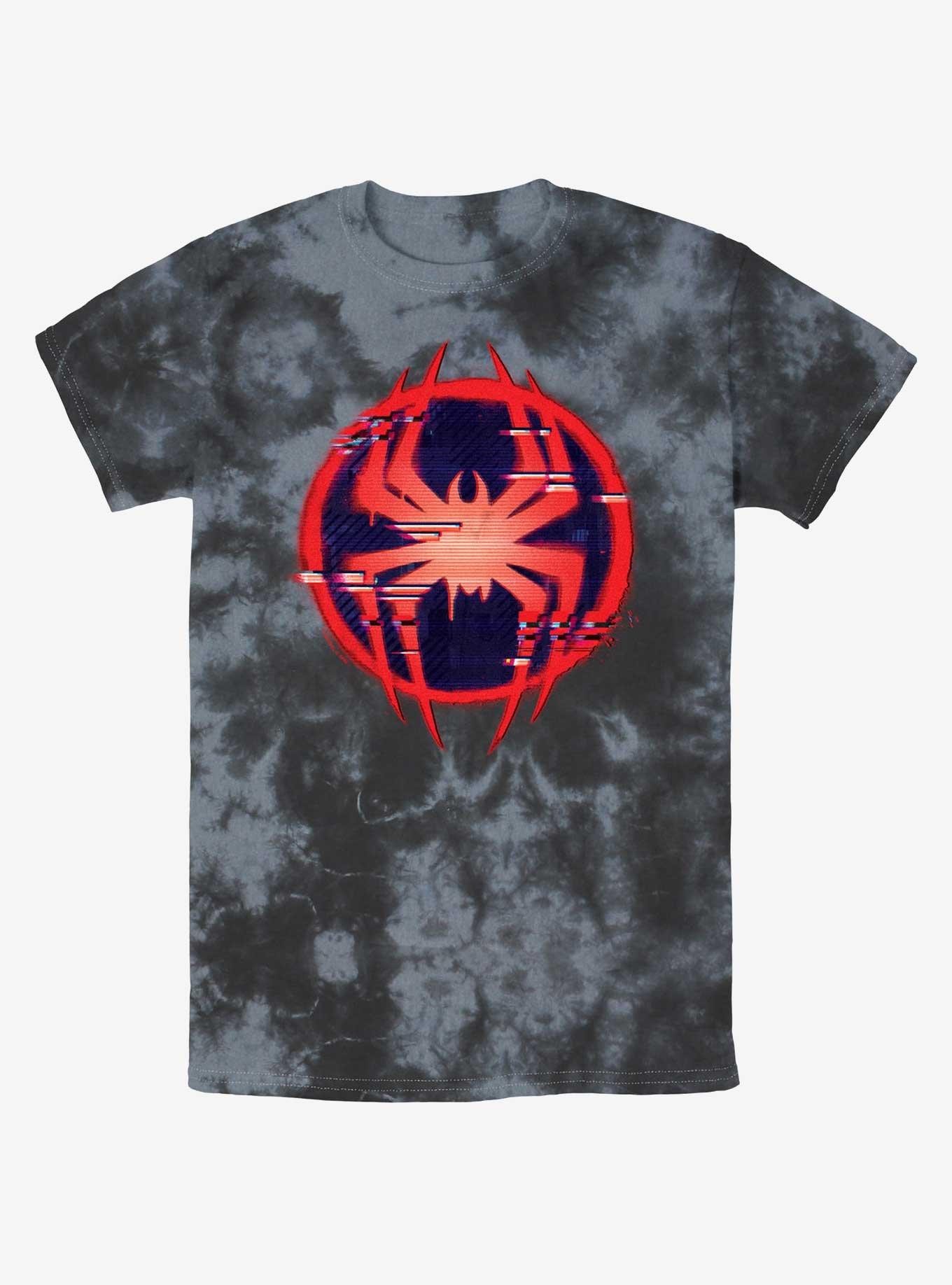 Marvel Spider-Man Glitch Spider Symbol Tie-Dye T-Shirt, BLKCHAR, hi-res