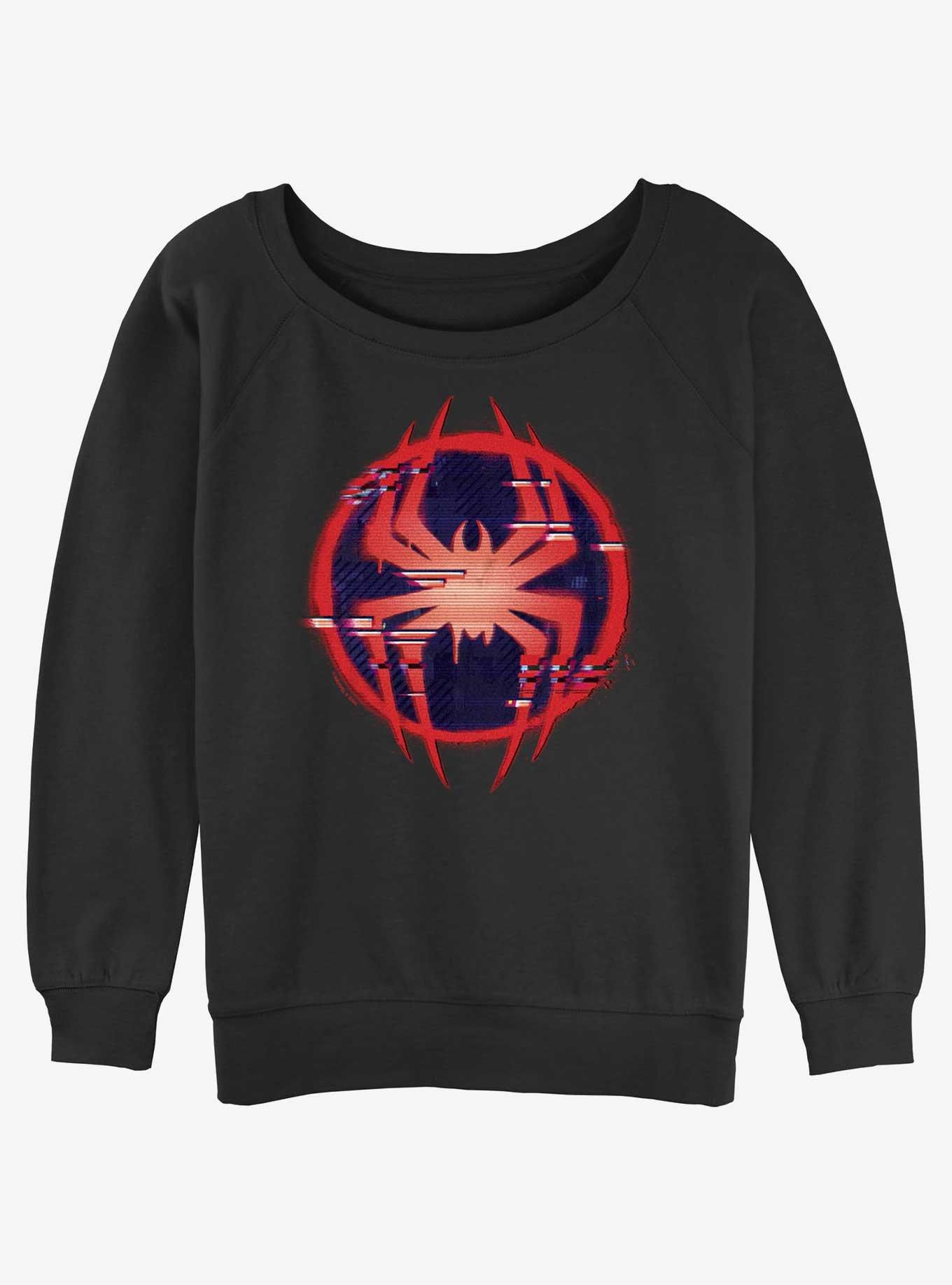 Marvel Spider-Man Glitch Spider Symbol Girls Slochy Sweatshirt, BLACK, hi-res