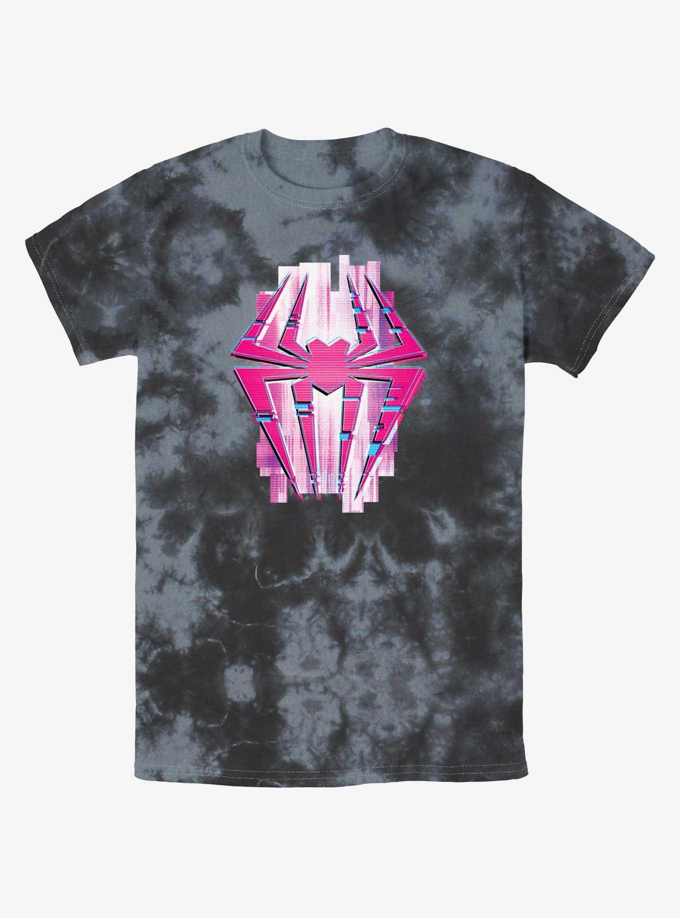Marvel Spider-Man Glitch Box Spider Symbol Tie-Dye T-Shirt, BLKCHAR, hi-res