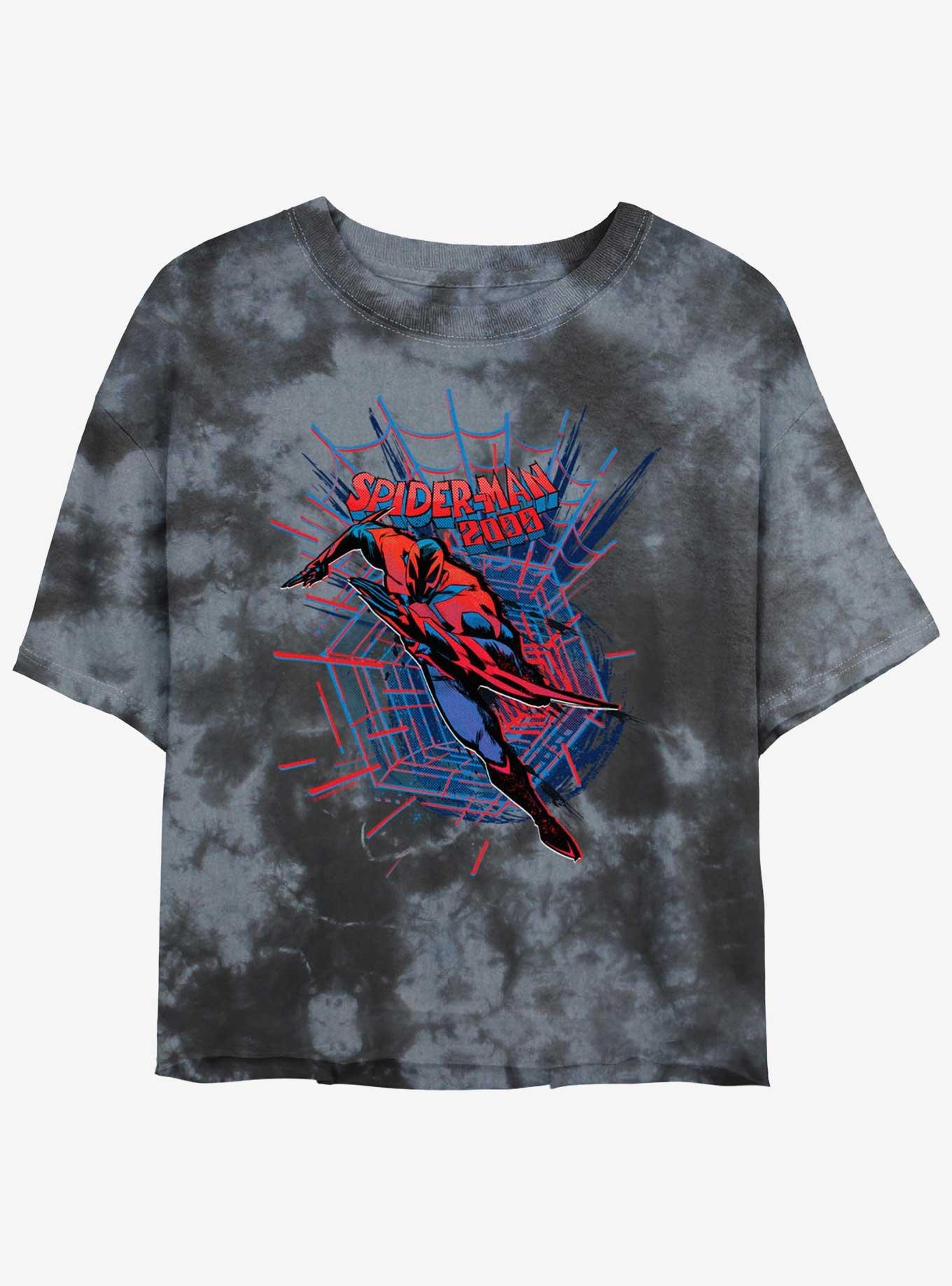 Marvel Spider-Man 2099 Graphic Girls Tie-Dye Crop T-Shirt, BLKCHAR, hi-res