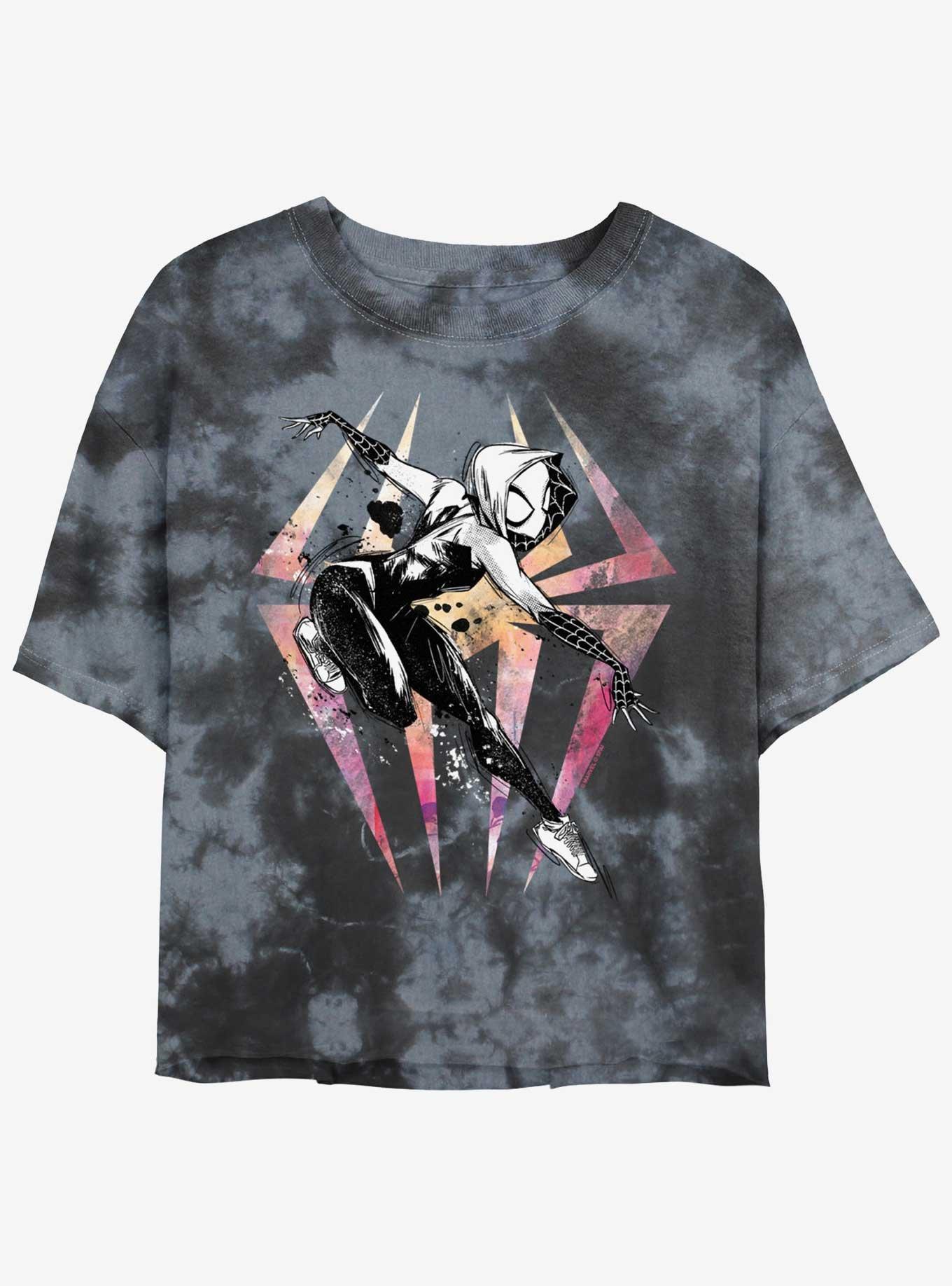 Marvel Spider-Man Sketch Spider-Gwen Girls Tie-Dye Crop T-Shirt, , hi-res