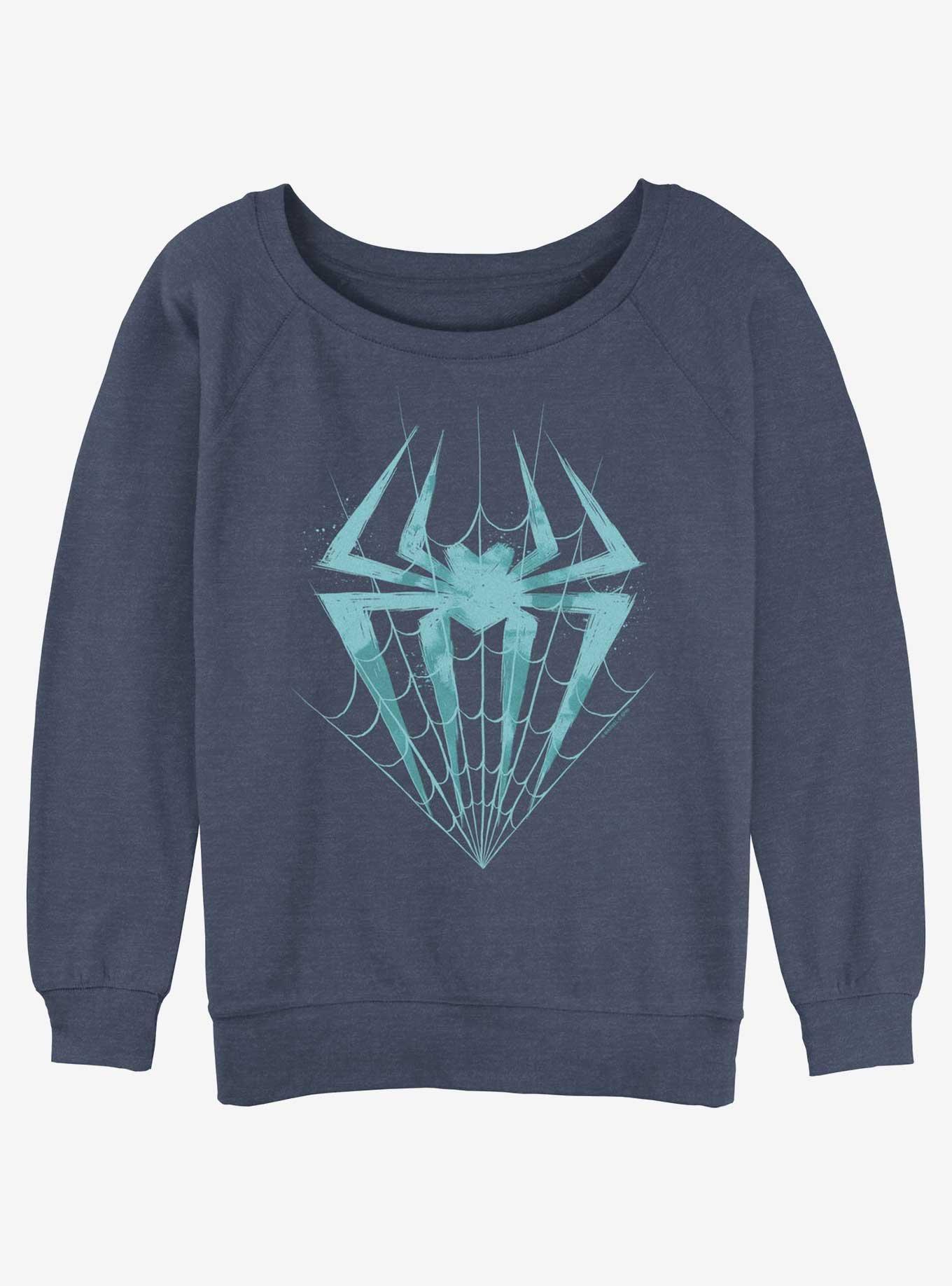 Marvel Spider-Man Spider Symbol With Web Girls Slochy Sweatshirt, BLUEHTR, hi-res